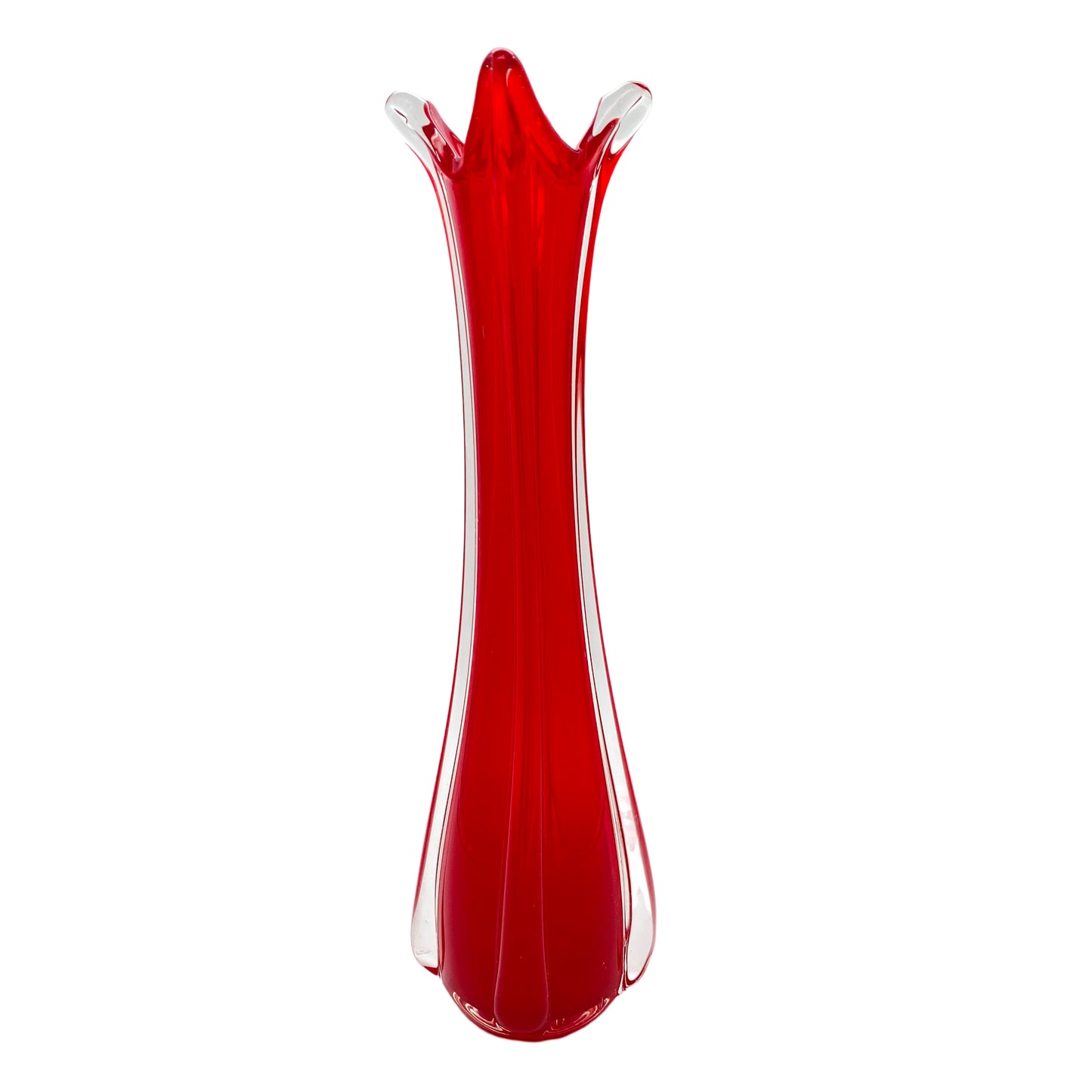 MURANO Vase rot transparent Glas 60er 70er Jahre Italien