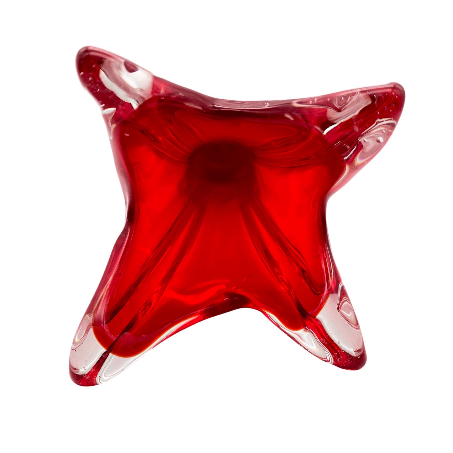 MURANO Vase rot transparent Glas 60er 70er Jahre Italien