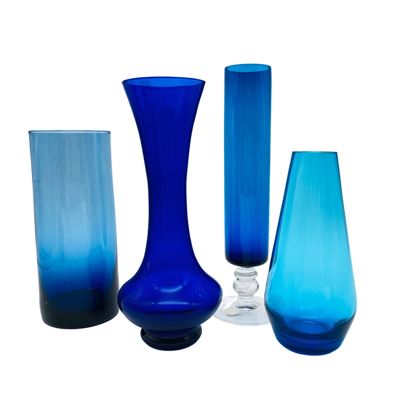Mid Century Vasen Set türkis blau Glas 60er 70er Jahre