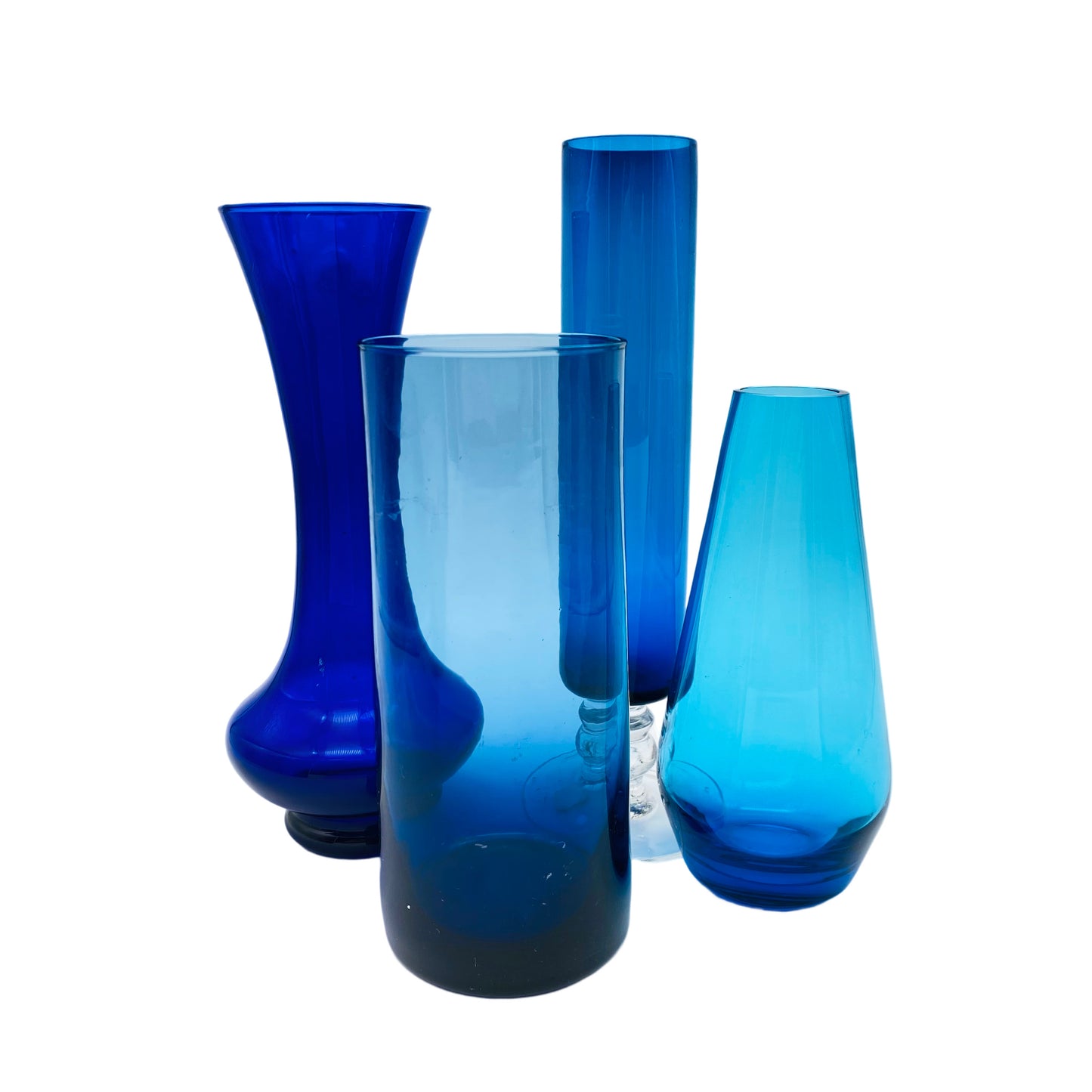 Mid Century Vasen Set türkis blau Glas 60er 70er Jahre