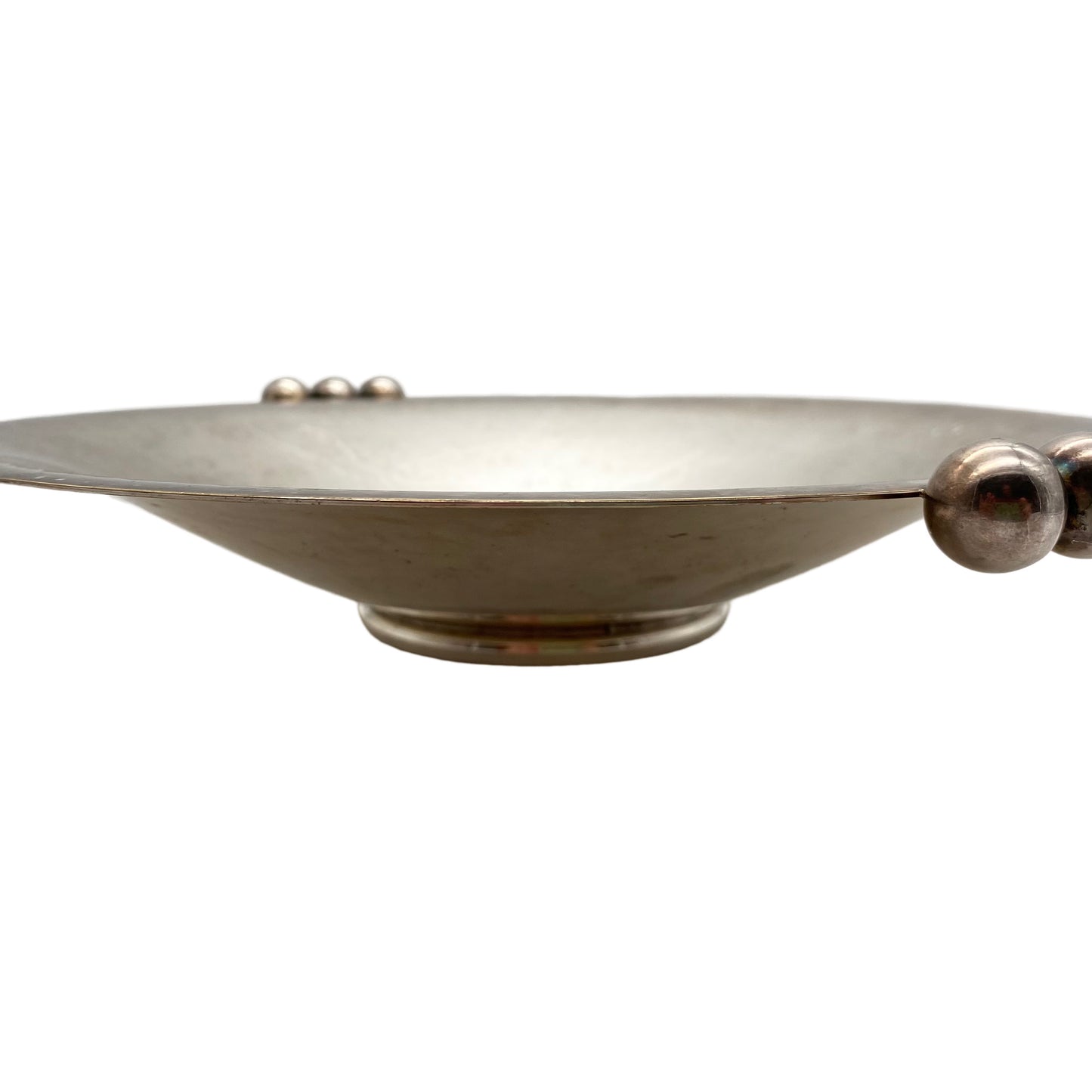 QUIST Schale 50er Jahre versilbert 28 cm Hammerschlag Kugel Griffe