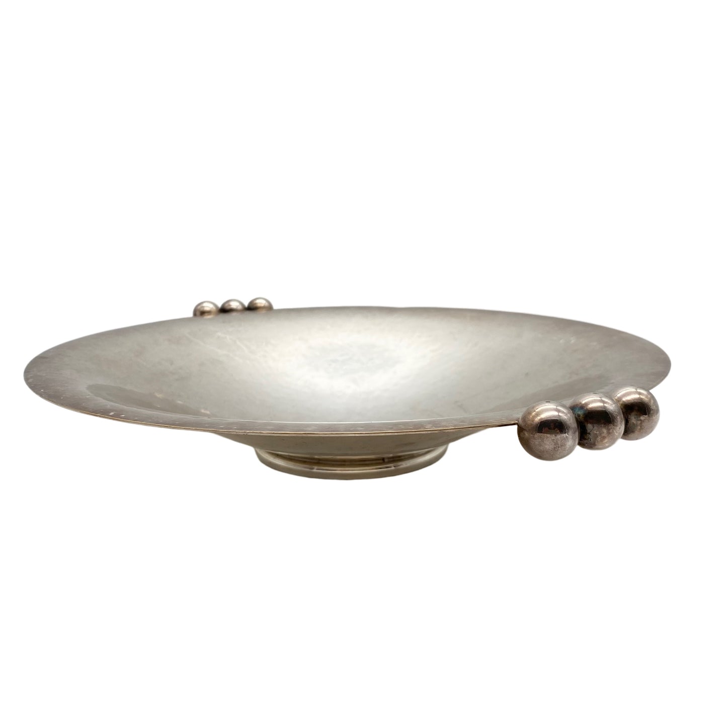 QUIST Schale 50er Jahre versilbert 28 cm Hammerschlag Kugel Griffe