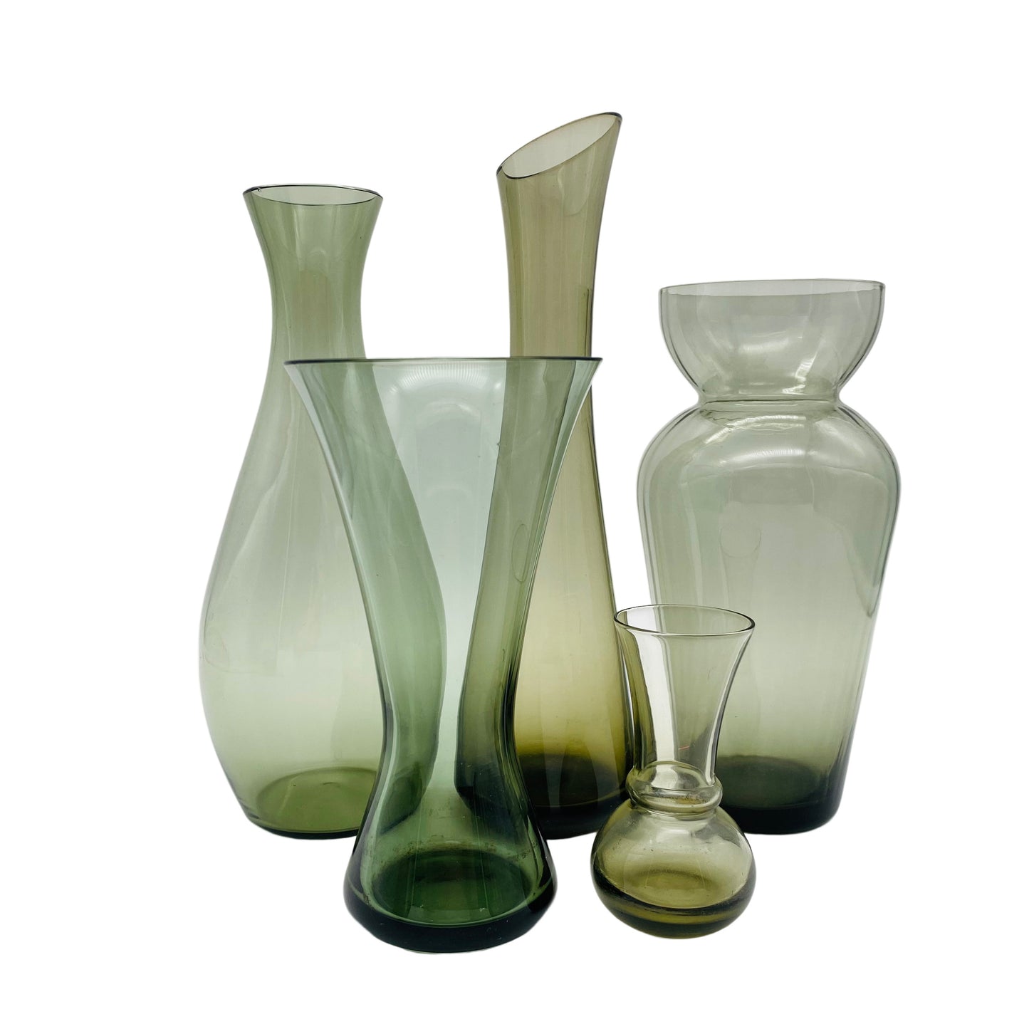 Rauchglas Vasen Konvolut 50er 60er Jahre aus Glas