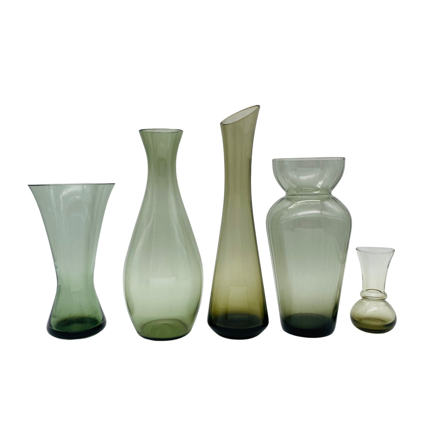 Rauchglas Vasen Konvolut 50er 60er Jahre aus Glas