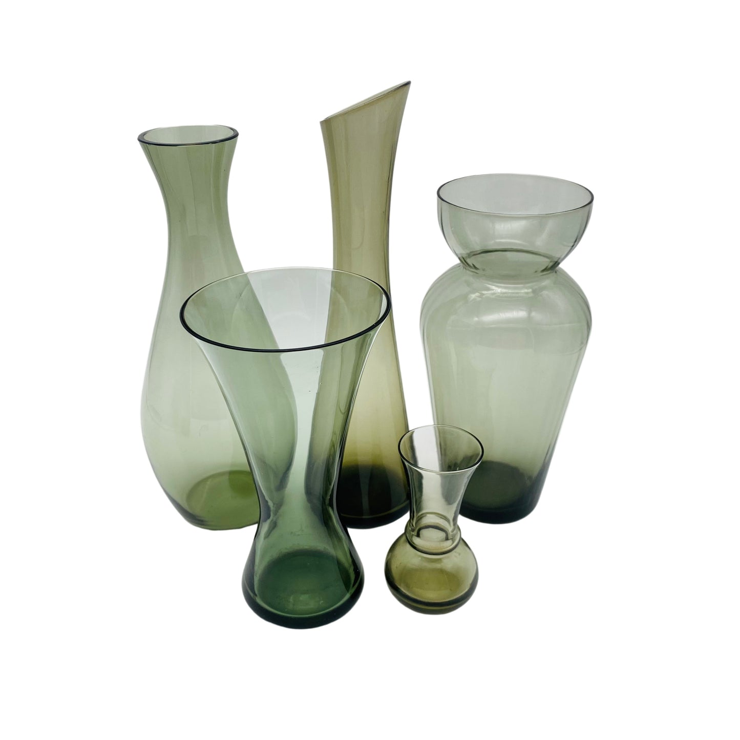 Rauchglas Vasen Konvolut 50er 60er Jahre aus Glas