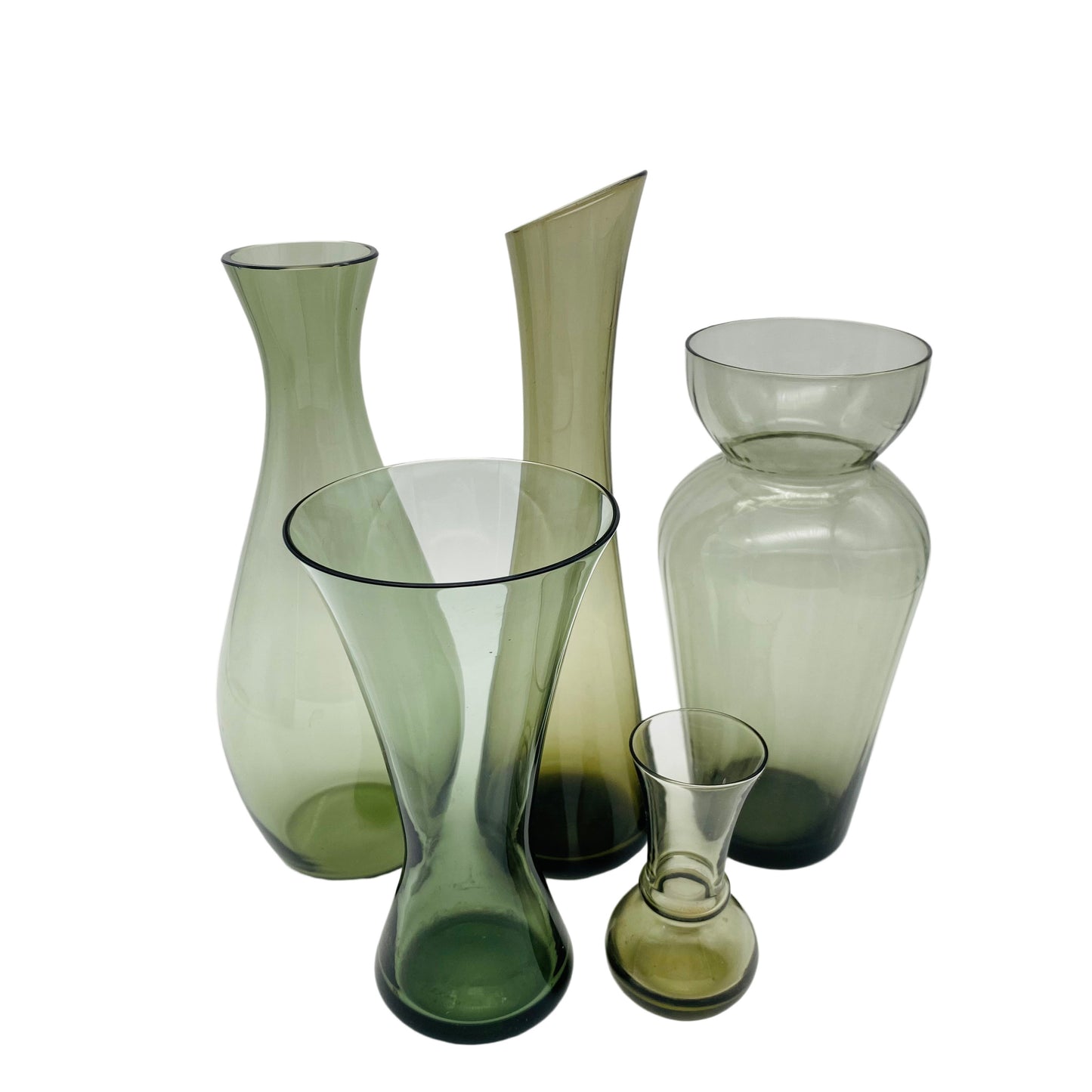 Rauchglas Vasen Konvolut 50er 60er Jahre aus Glas