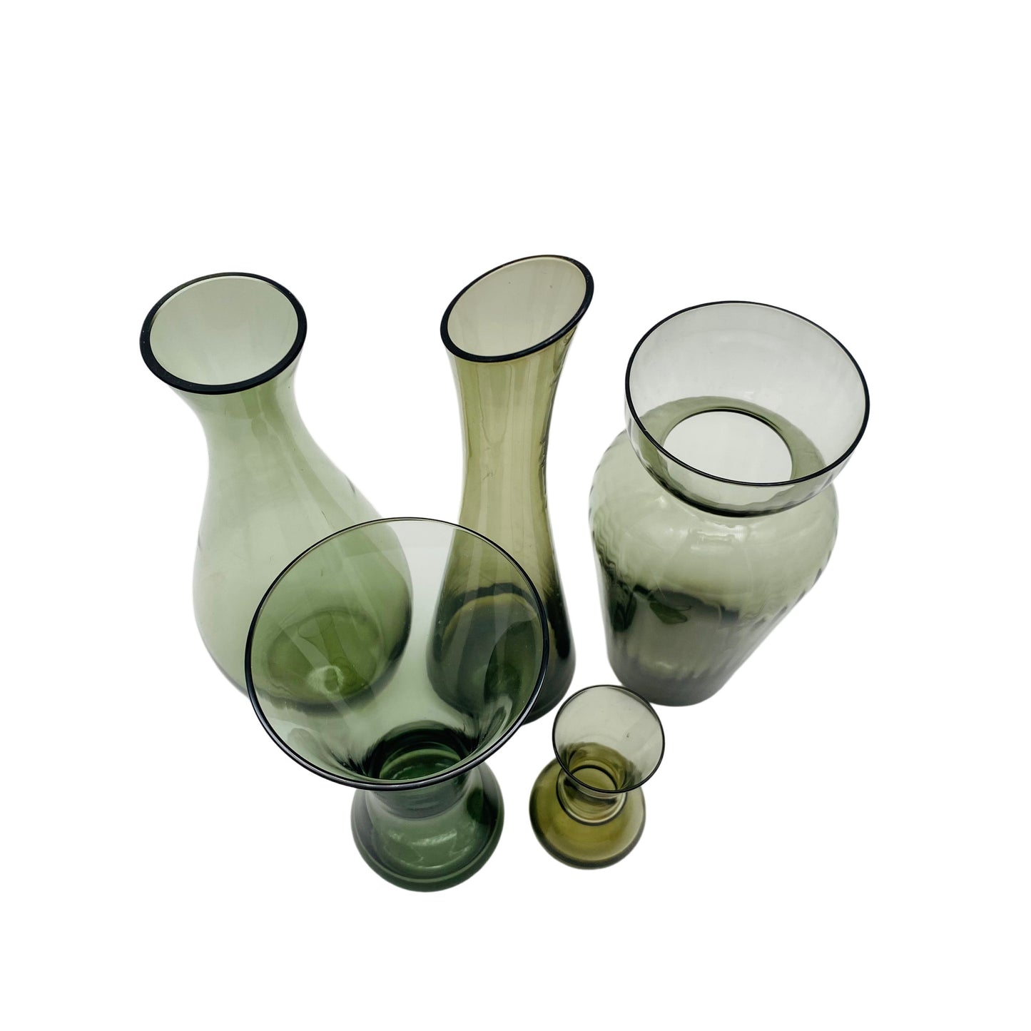 Rauchglas Vasen Konvolut 50er 60er Jahre aus Glas