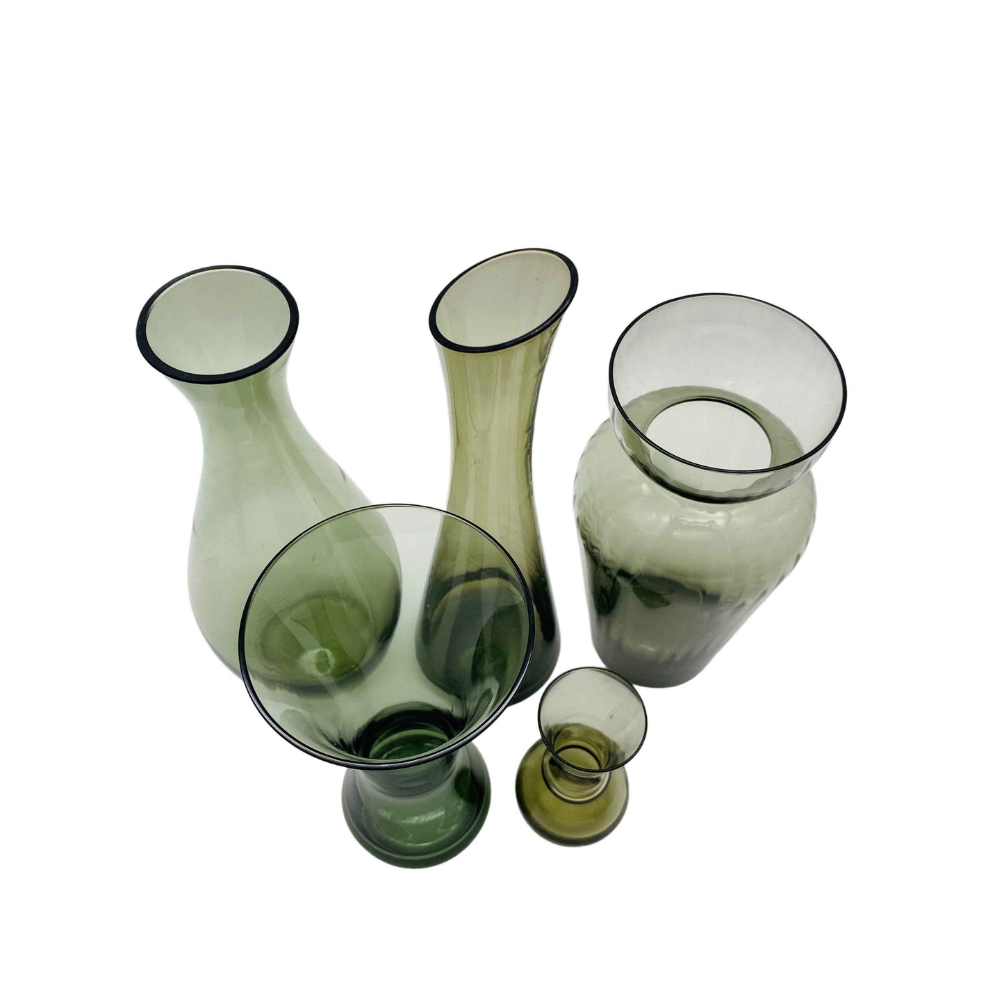 Rauchglas Vasen Konvolut 50er 60er Jahre aus Glas