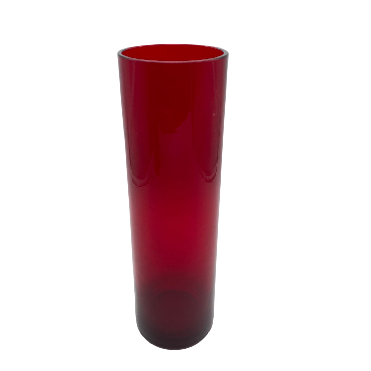 Rote Vase Glas Mid Century Zylinder 50er 70er Jahre