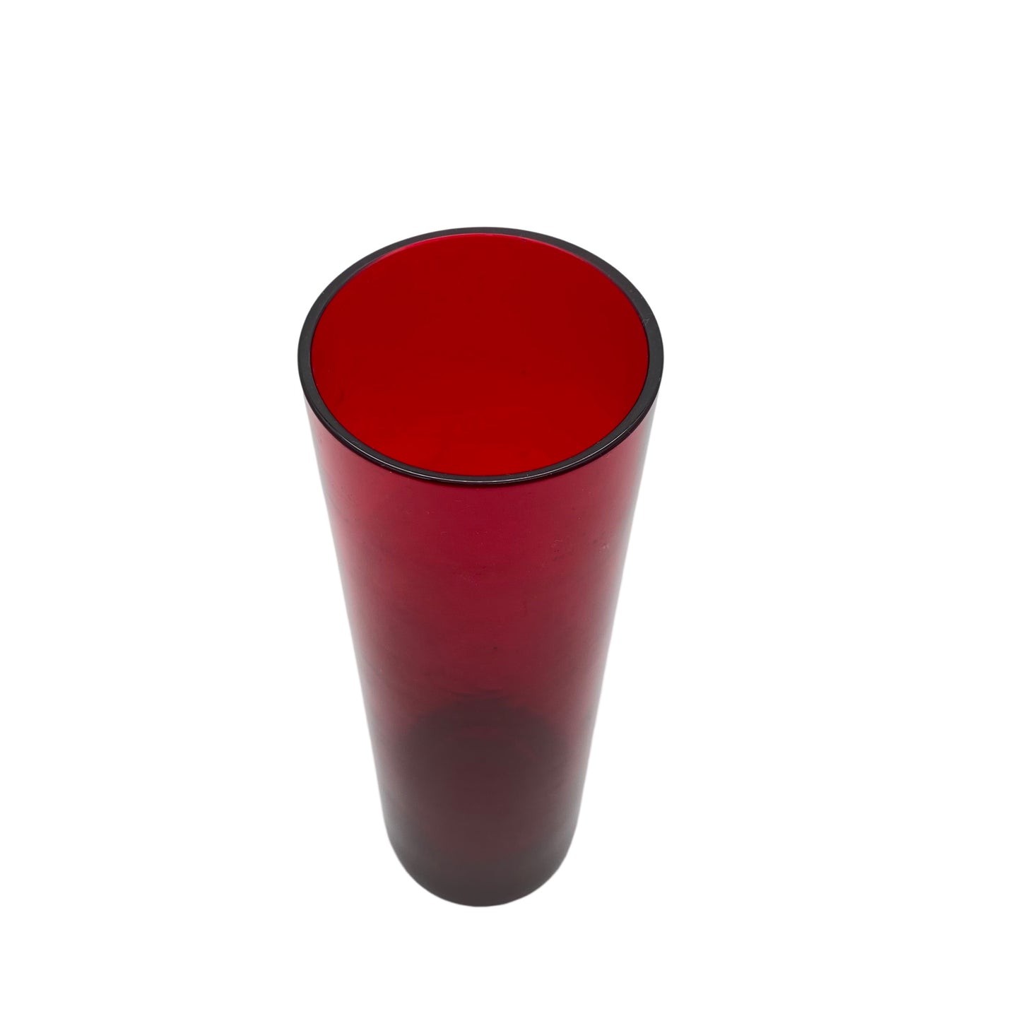 Rote Vase Glas Mid Century Zylinder 50er 70er Jahre