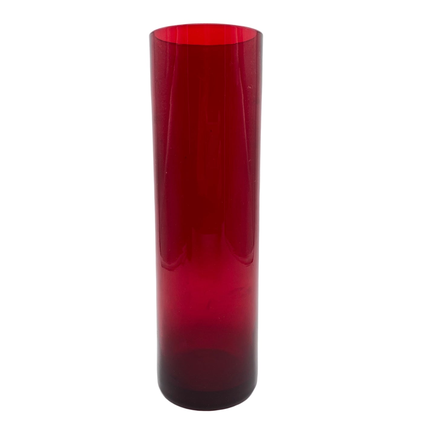 Rote Vase Glas Mid Century Zylinder 50er 70er Jahre