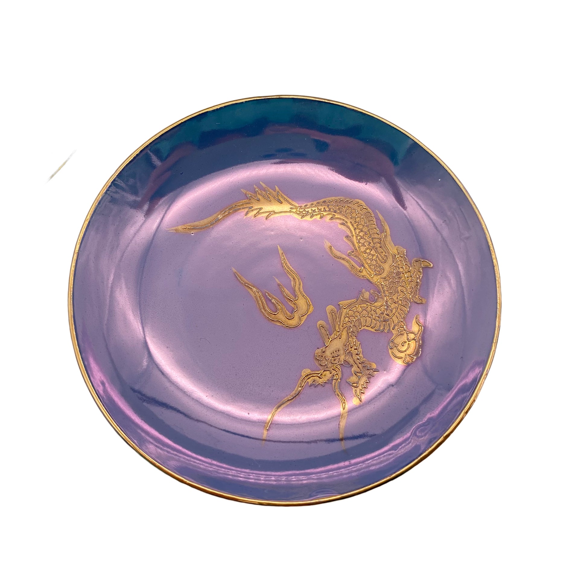 Schalen Set aus Japan goldener Drachen blau Mid Century