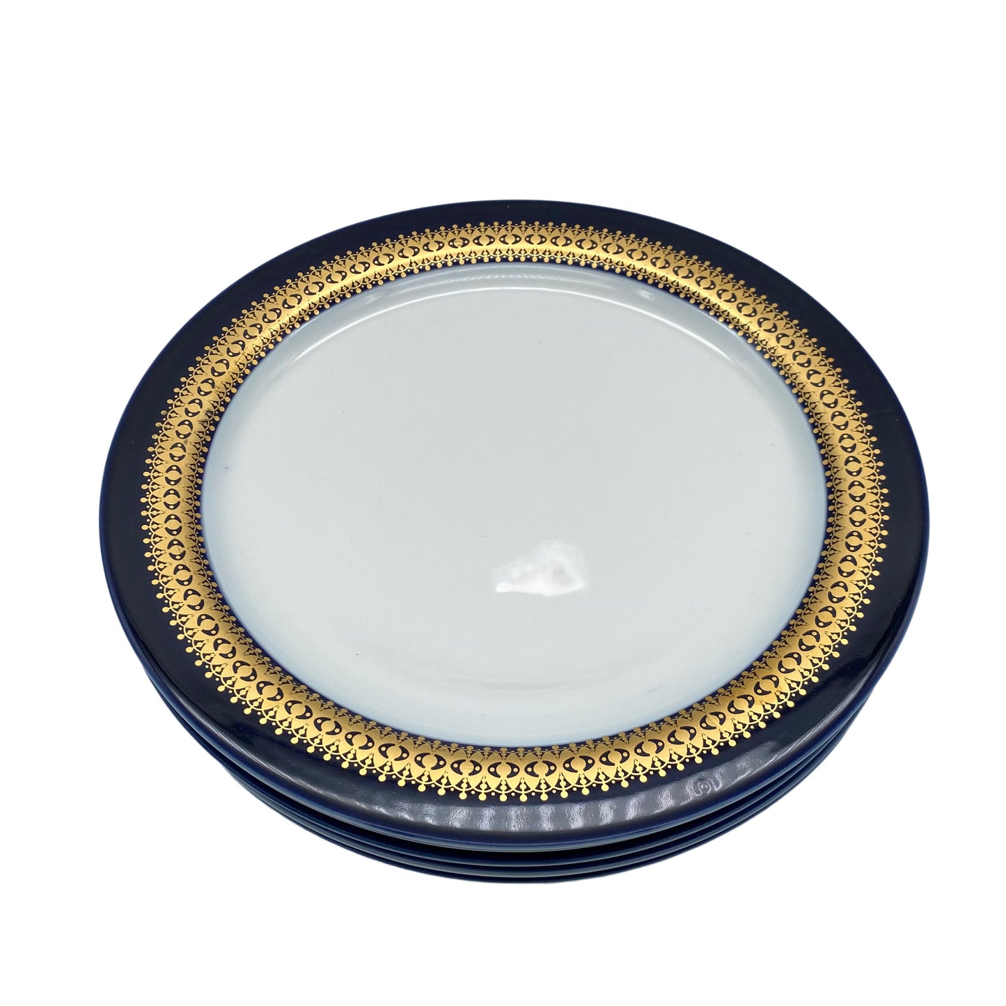 THOMAS Rotunda Speiseteller 5er Set Goldbordüre blau kobald 70er