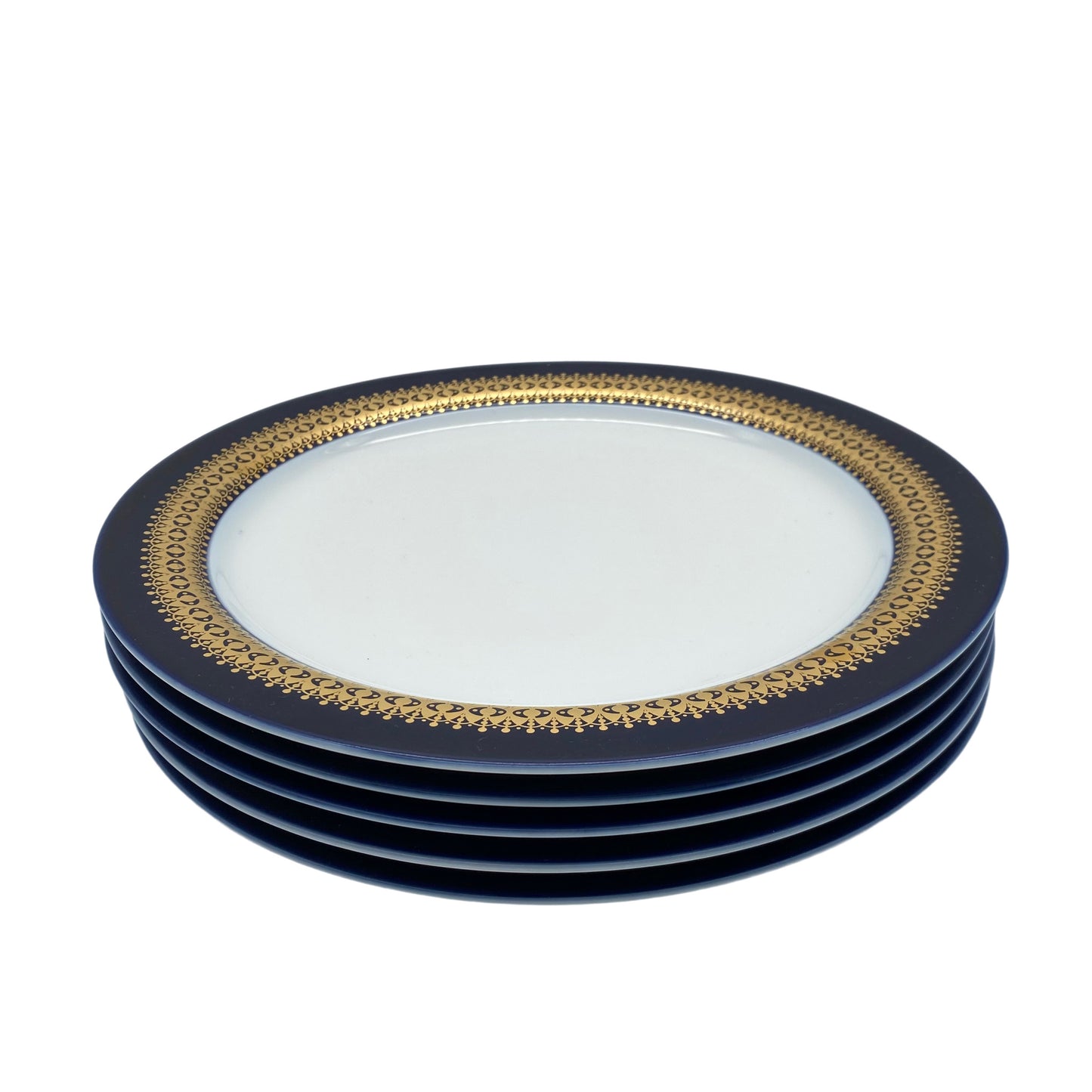 THOMAS Rotunda Speiseteller 5er Set Goldbordüre blau kobald 70er