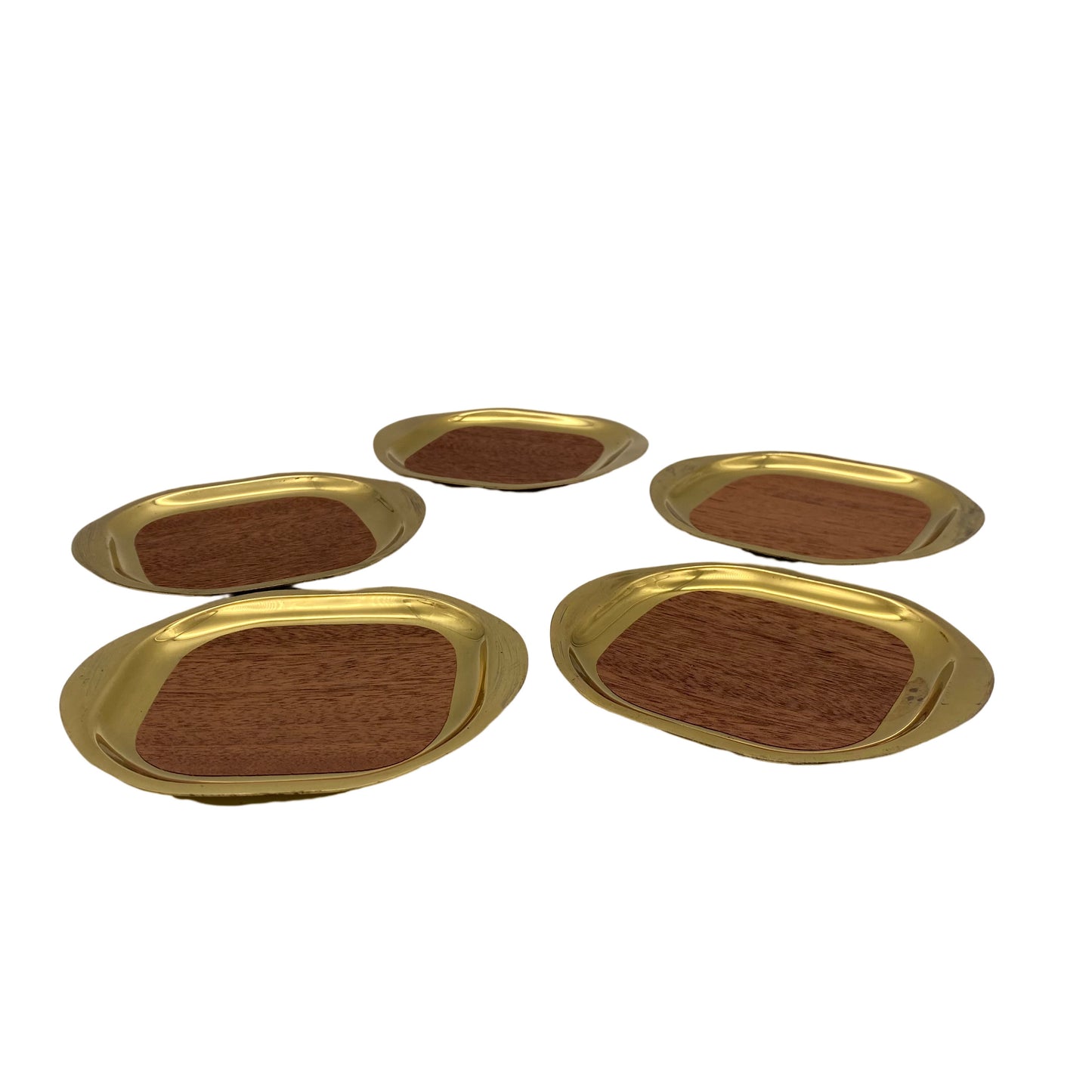 Untersetzer Glasuntersetzer Messing Holz Mid Century 60er Jahre