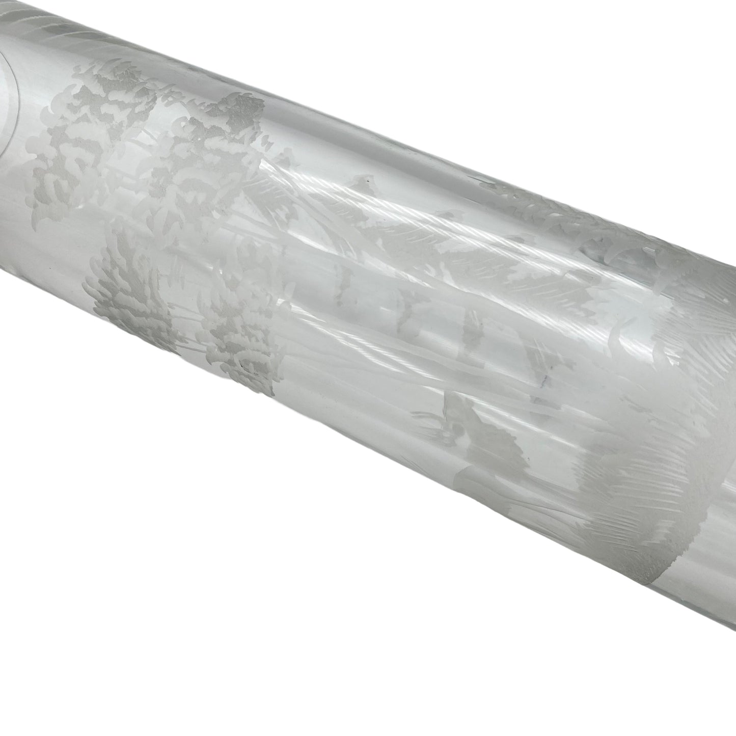 Vase Mid Century Wald Bäume Hirsch Dekor Schliff transparent 60er 70er Glas