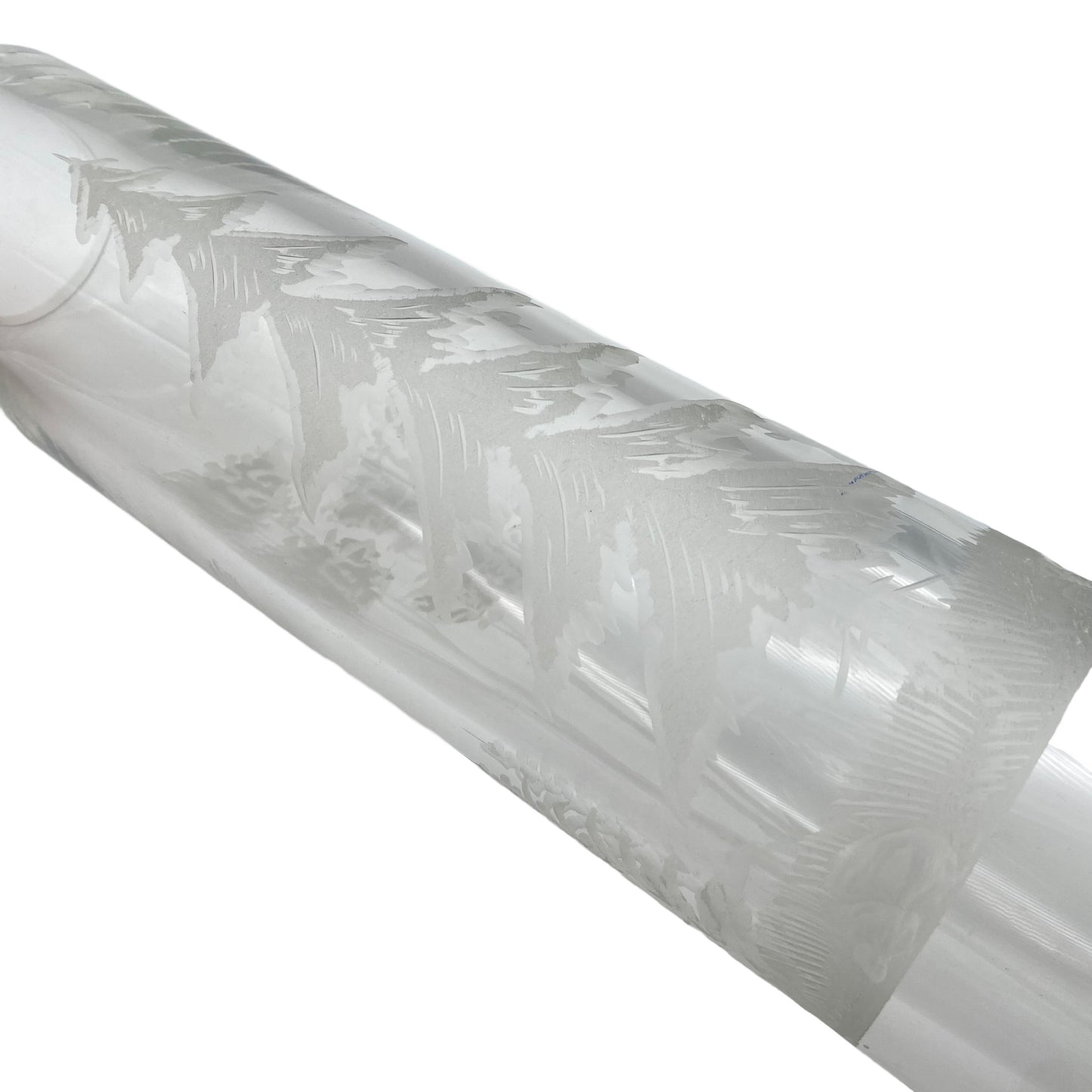 Vase Mid Century Wald Bäume Hirsch Dekor Schliff transparent 60er 70er Glas