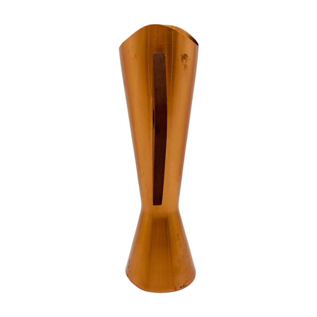 Vase Kupfer Holz 50er 60er Mid Century