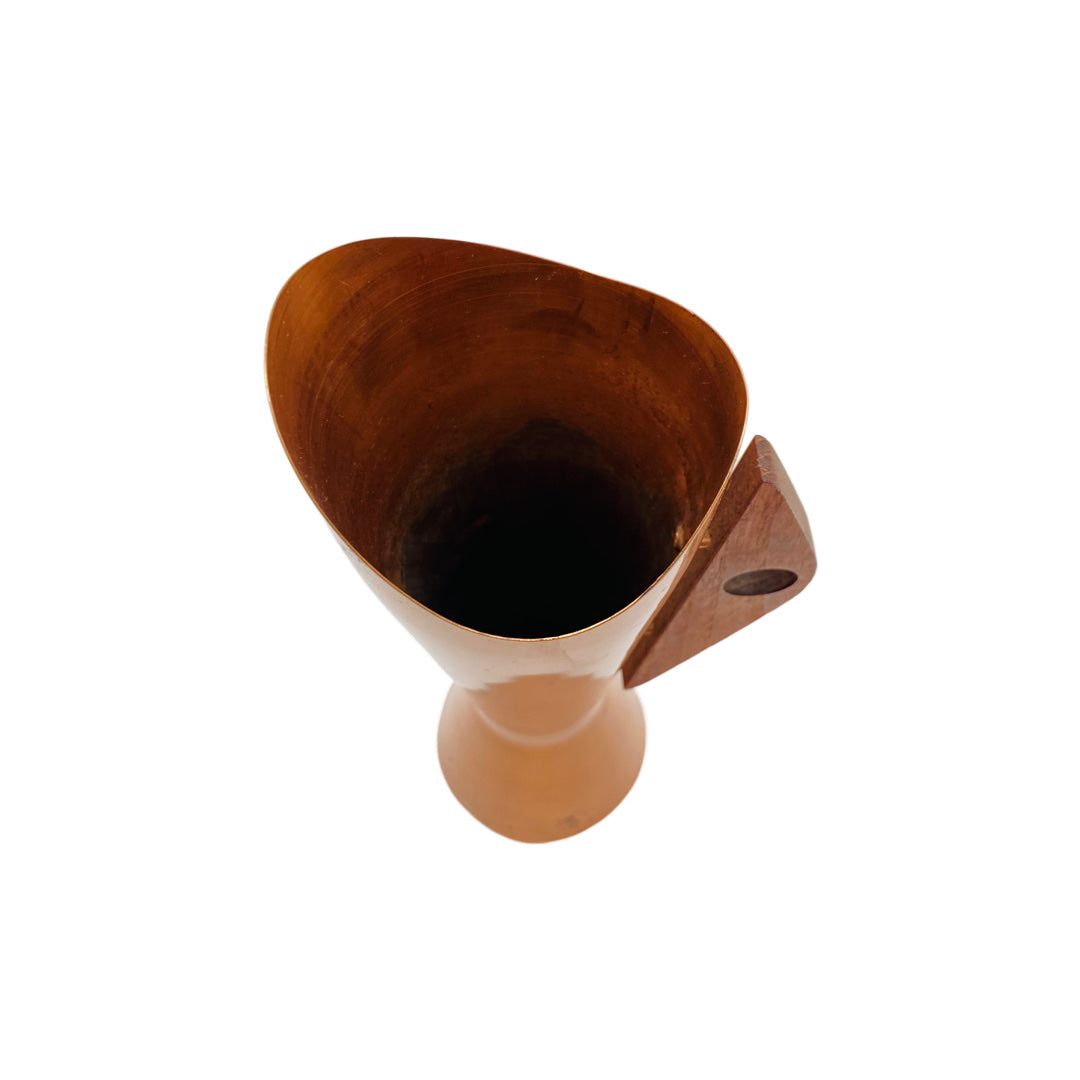 Vase Kupfer Holz 50er 60er Mid Century