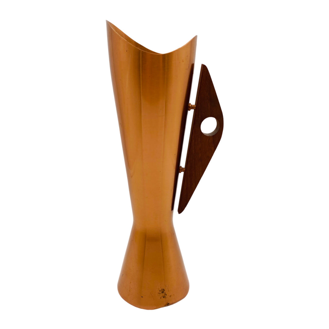 Vase Kupfer Holz 50er 60er Mid Century