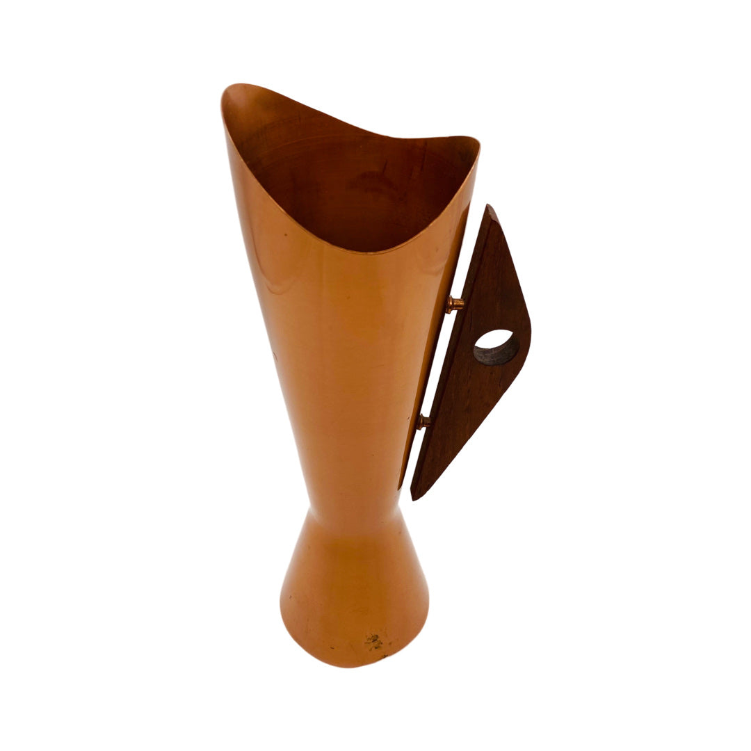 Vase Kupfer Holz 50er 60er Mid Century