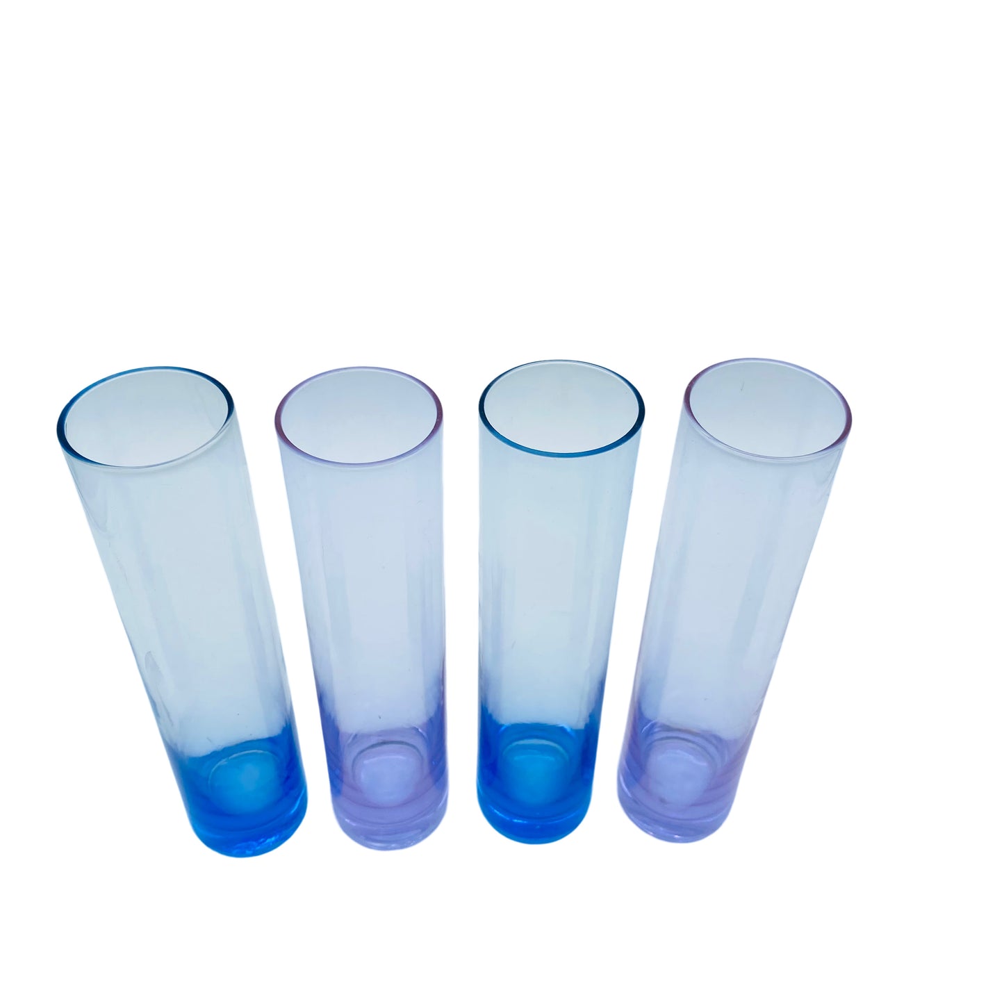 Vasen Set blau lila Glas Gläser Mid Century 60er 70er Jahre