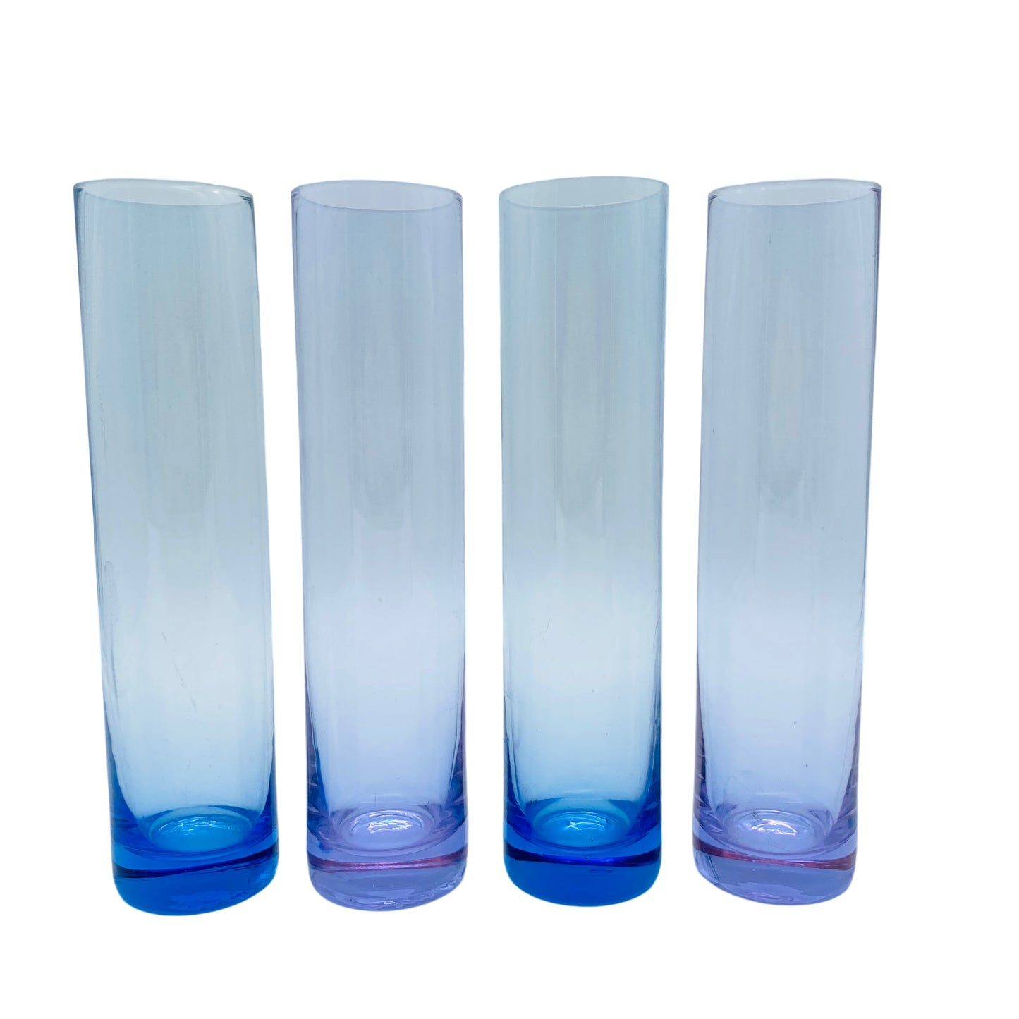 Vasen Set blau lila Glas Gläser Mid Century 60er 70er Jahre