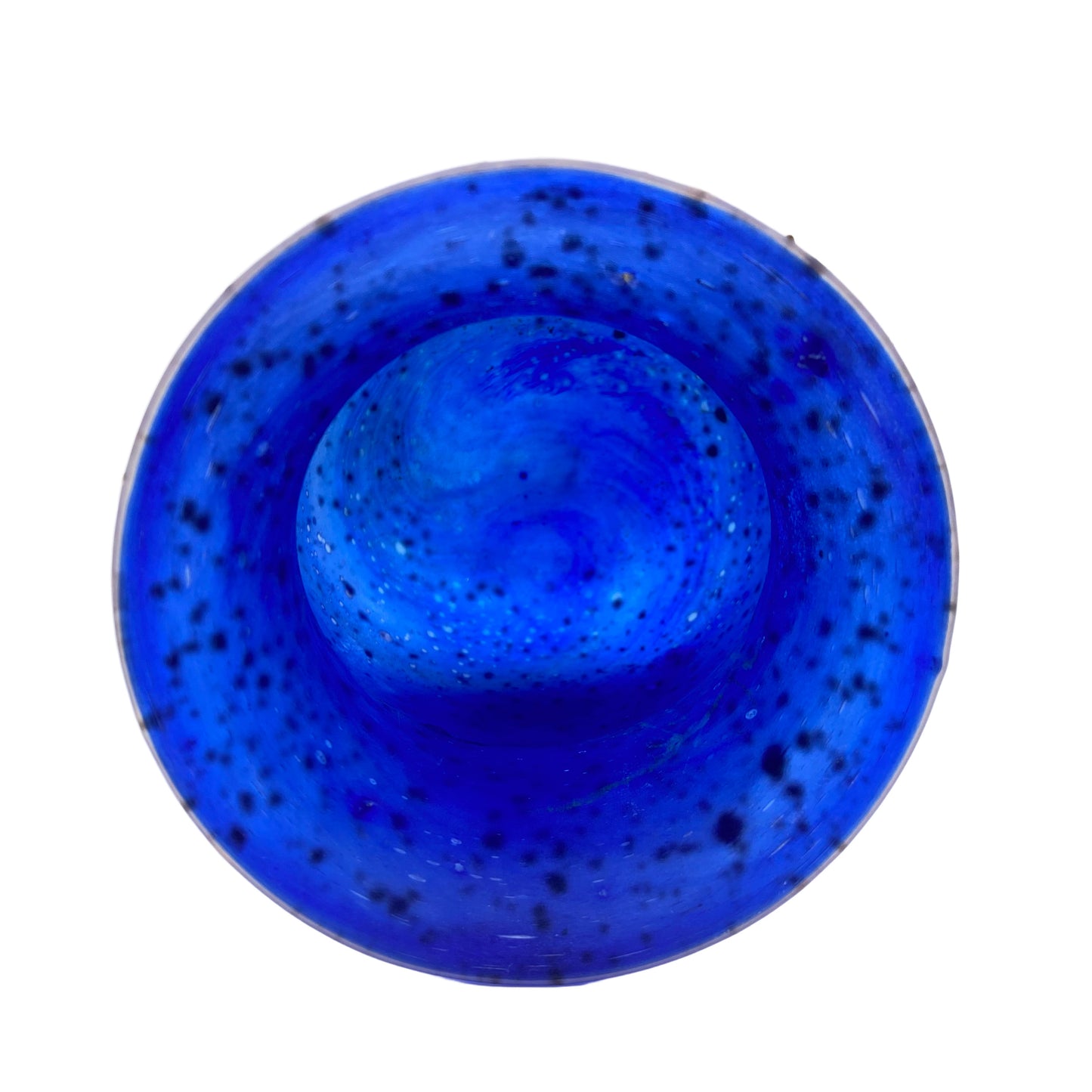 Vase Glas blau satiniert matt Einschlüsse Terracotta braun 60er 70er