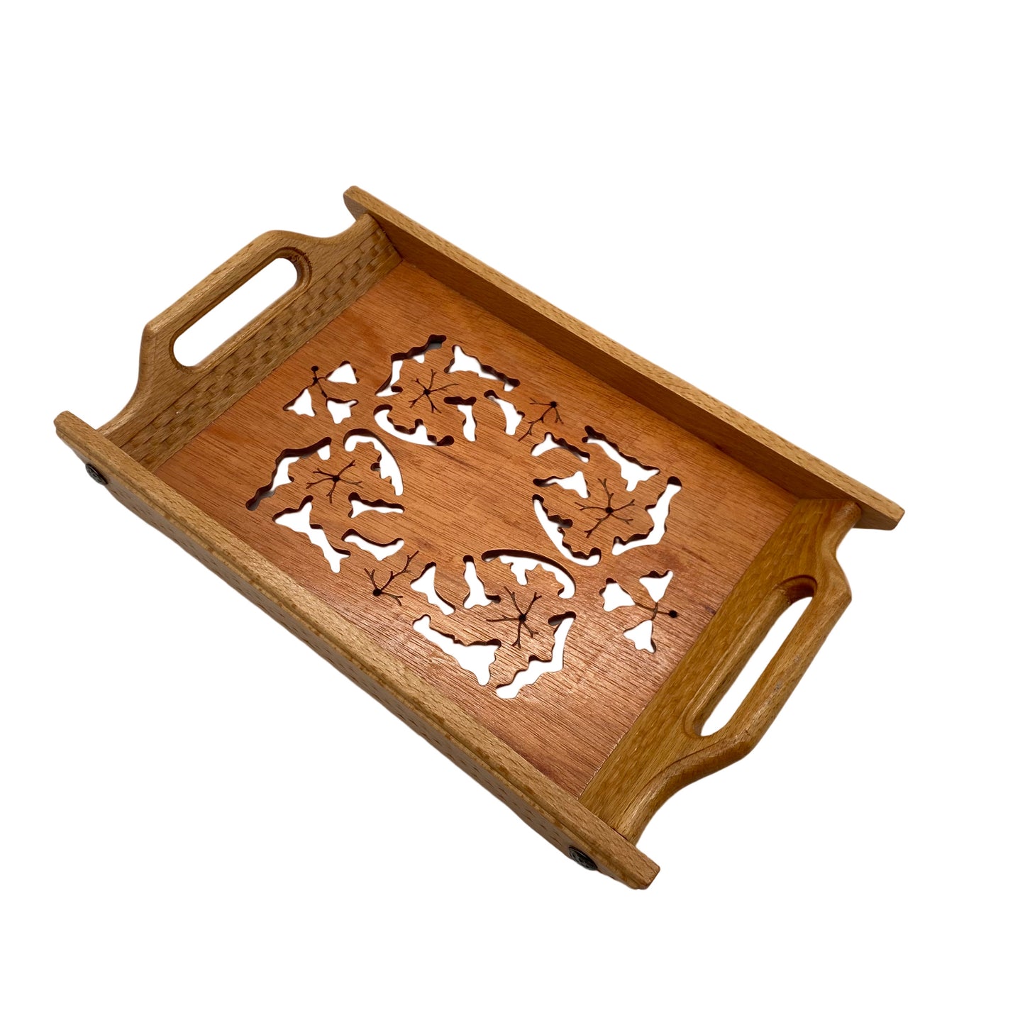 Vintage Holz Tablett Weinblätter 70er 80er Jahre