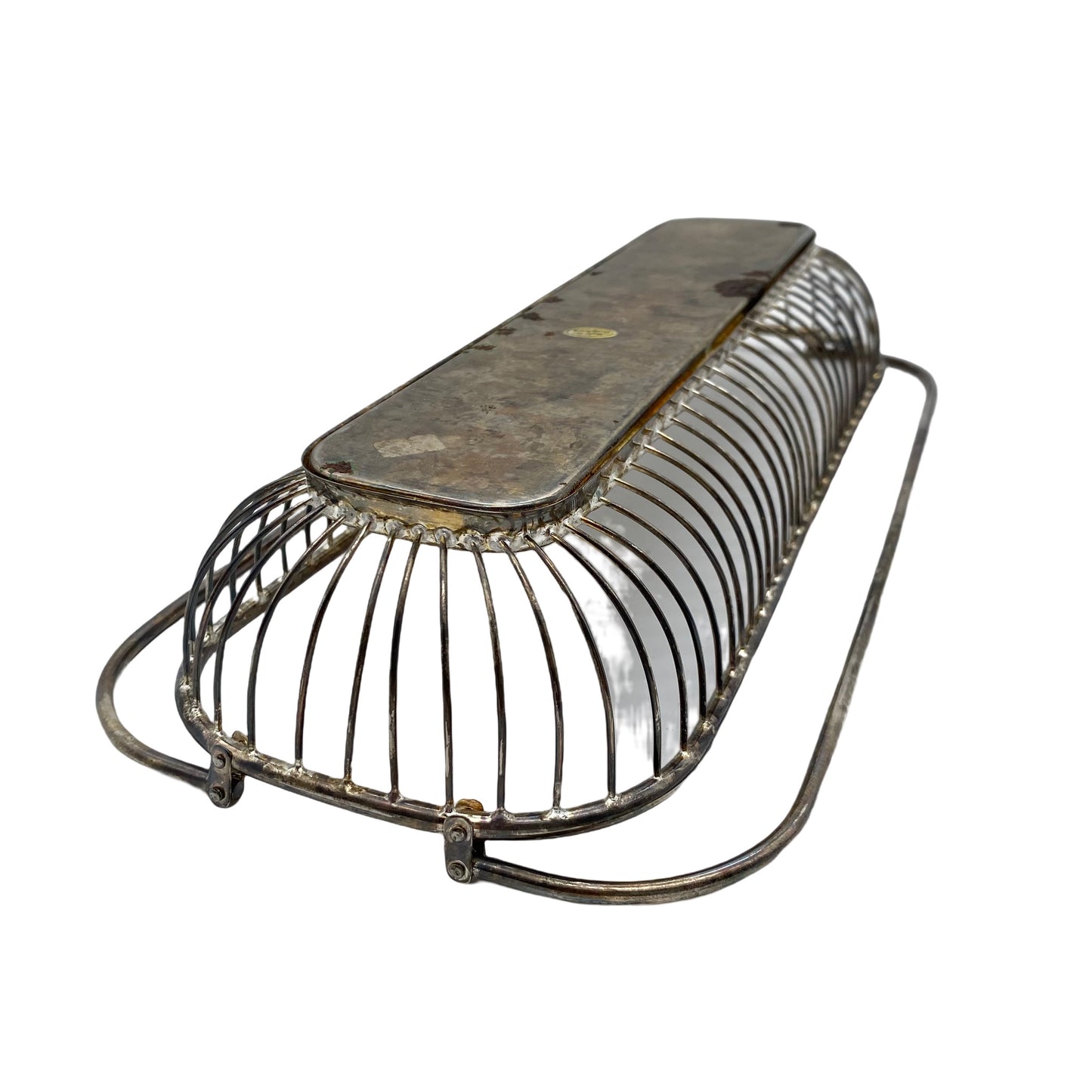 Vintage Korb Metall versilbert mit Griffen 50er 60er Jahre Schale