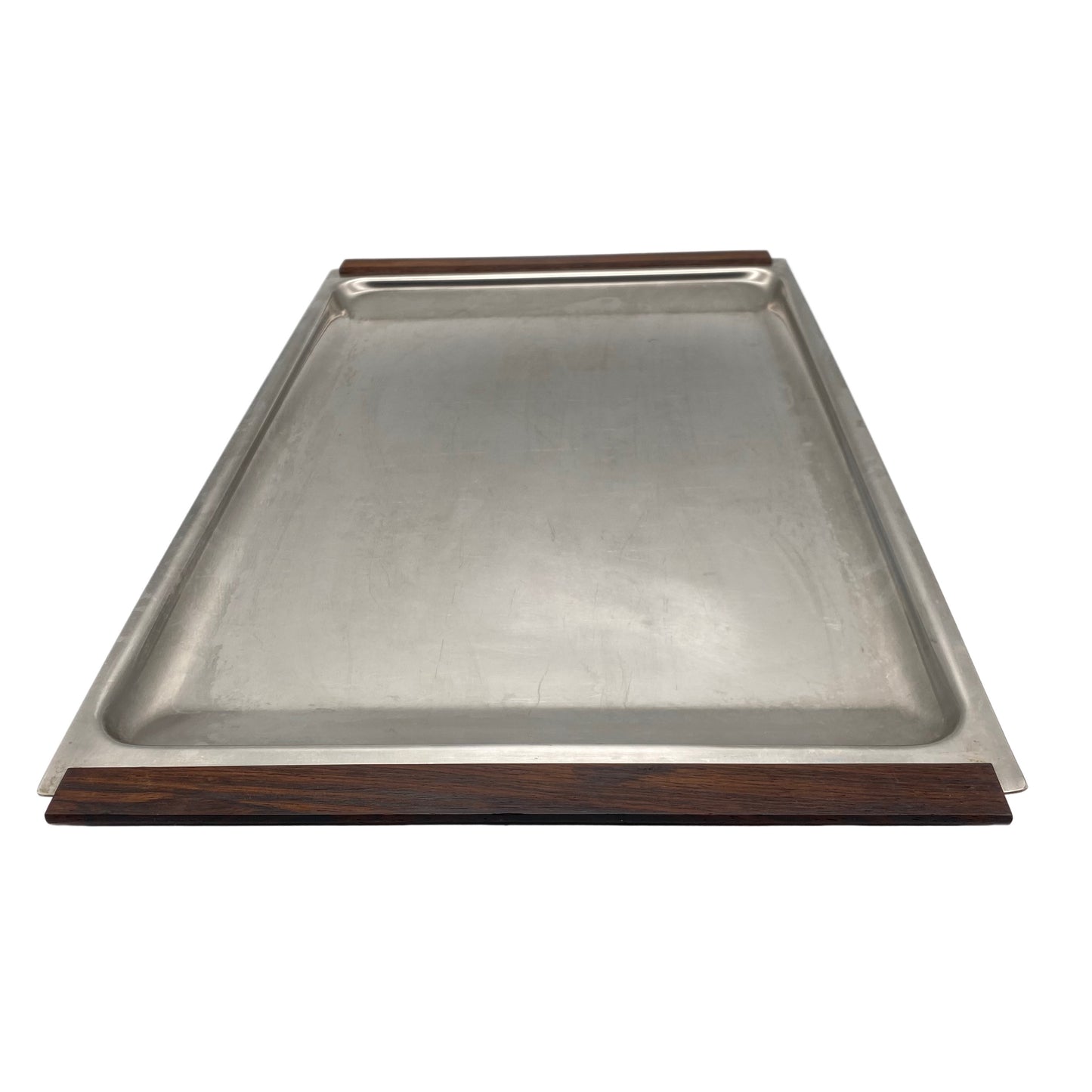 Vintage Tablett Edelstahl Holz 60er 70er Jahre Schale