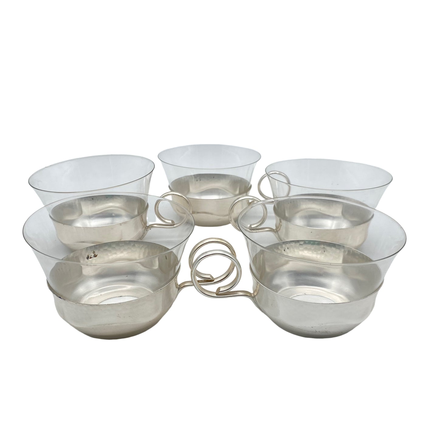 WMF Teetassen 5er Set versilbert 50er 60er Jahre Glas