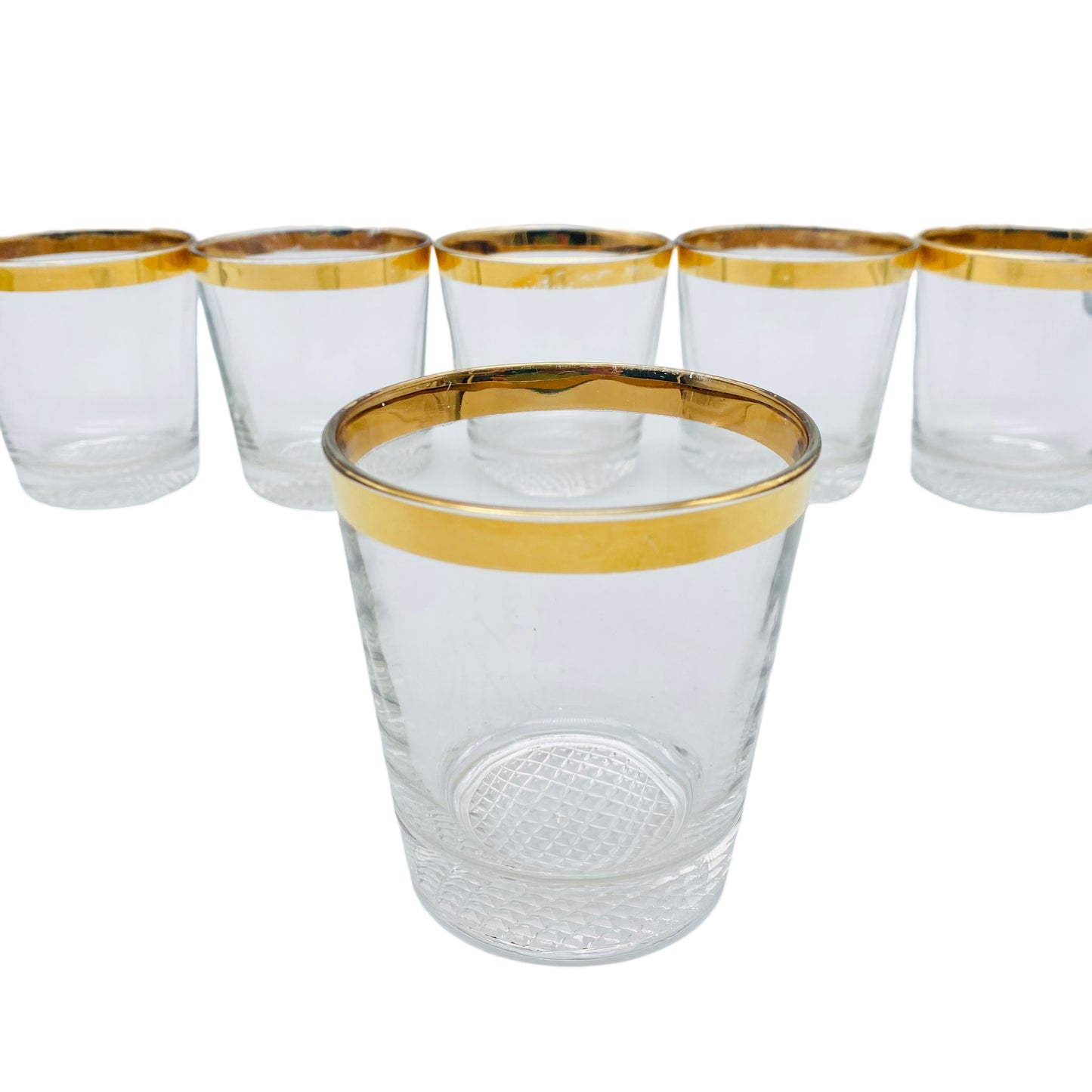 Wassergläser Goldrand 6er Set Gläser Glas 70er Jahre Rauten Dekor