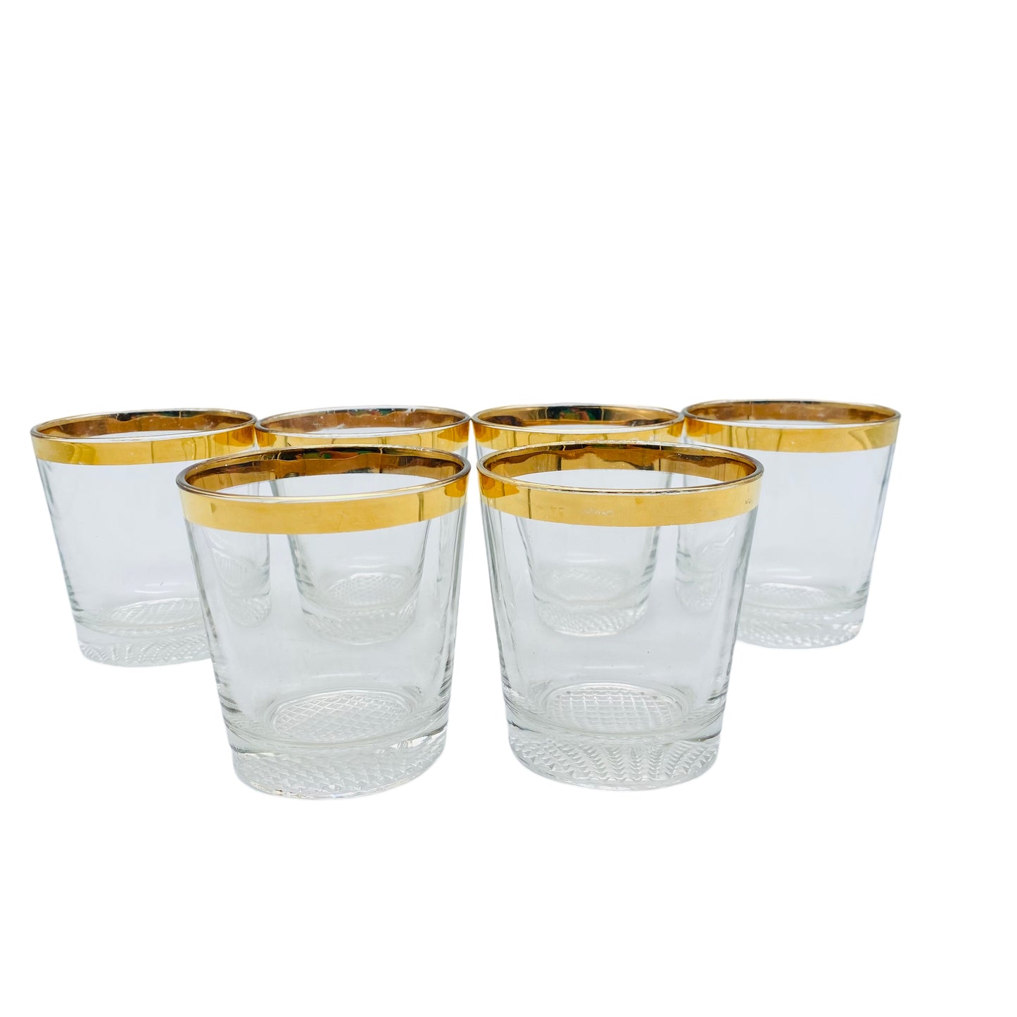 Wassergläser Goldrand 6er Set Gläser Glas 70er Jahre Rauten Dekor