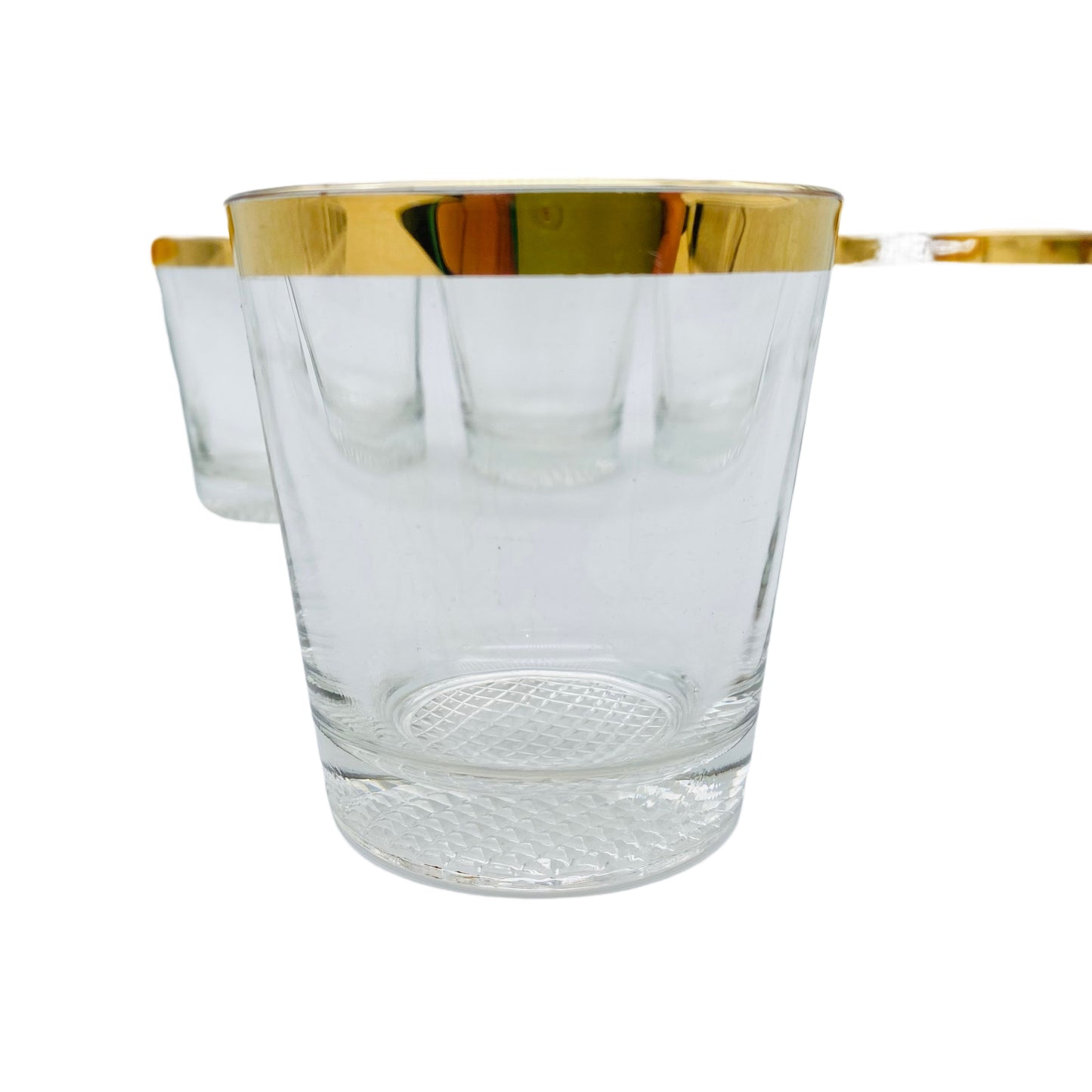 Wassergläser Goldrand 6er Set Gläser Glas 70er Jahre Rauten Dekor