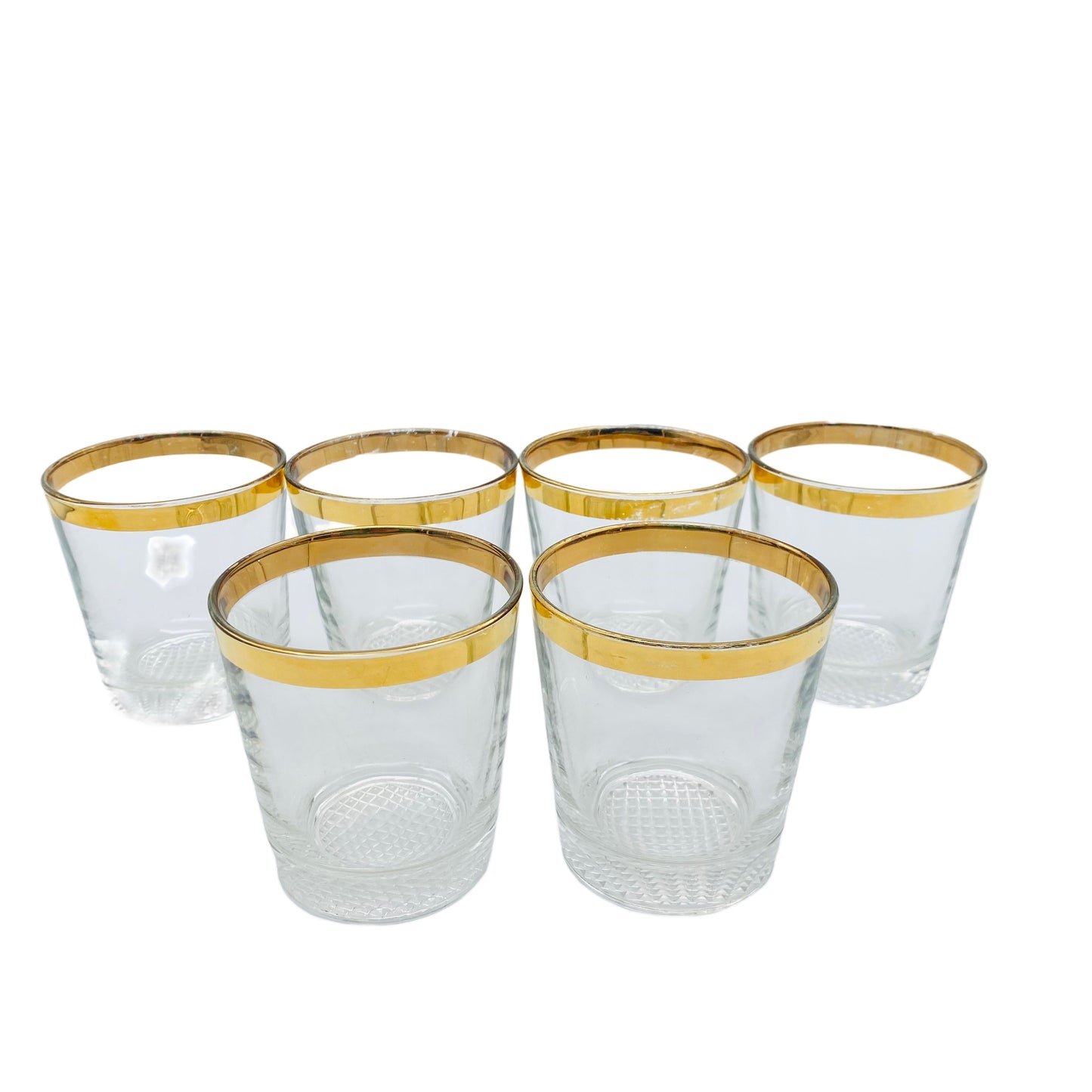 Wassergläser Goldrand 6er Set Gläser Glas 70er Jahre Rauten Dekor