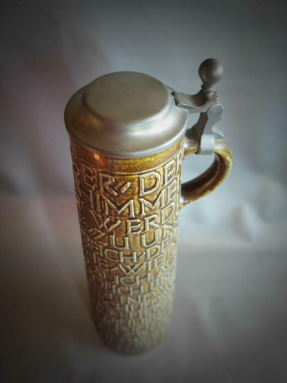 GOEBEL Merkelbach Salzglasur "Vater Unser" 36 cm Zinndeckel Humpen Vase