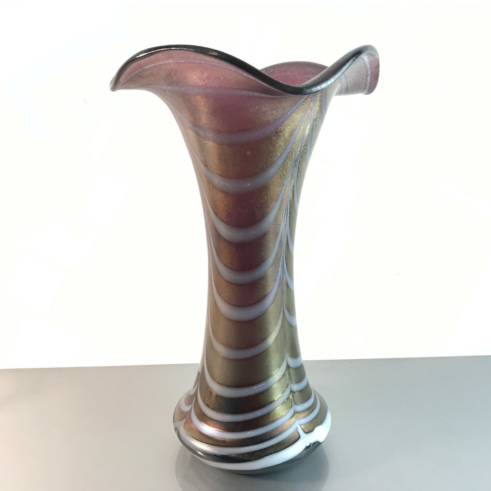 POSCHINGER Vase Vintage 50er 60er Glas 26 cm irisierend lila Dekoration
