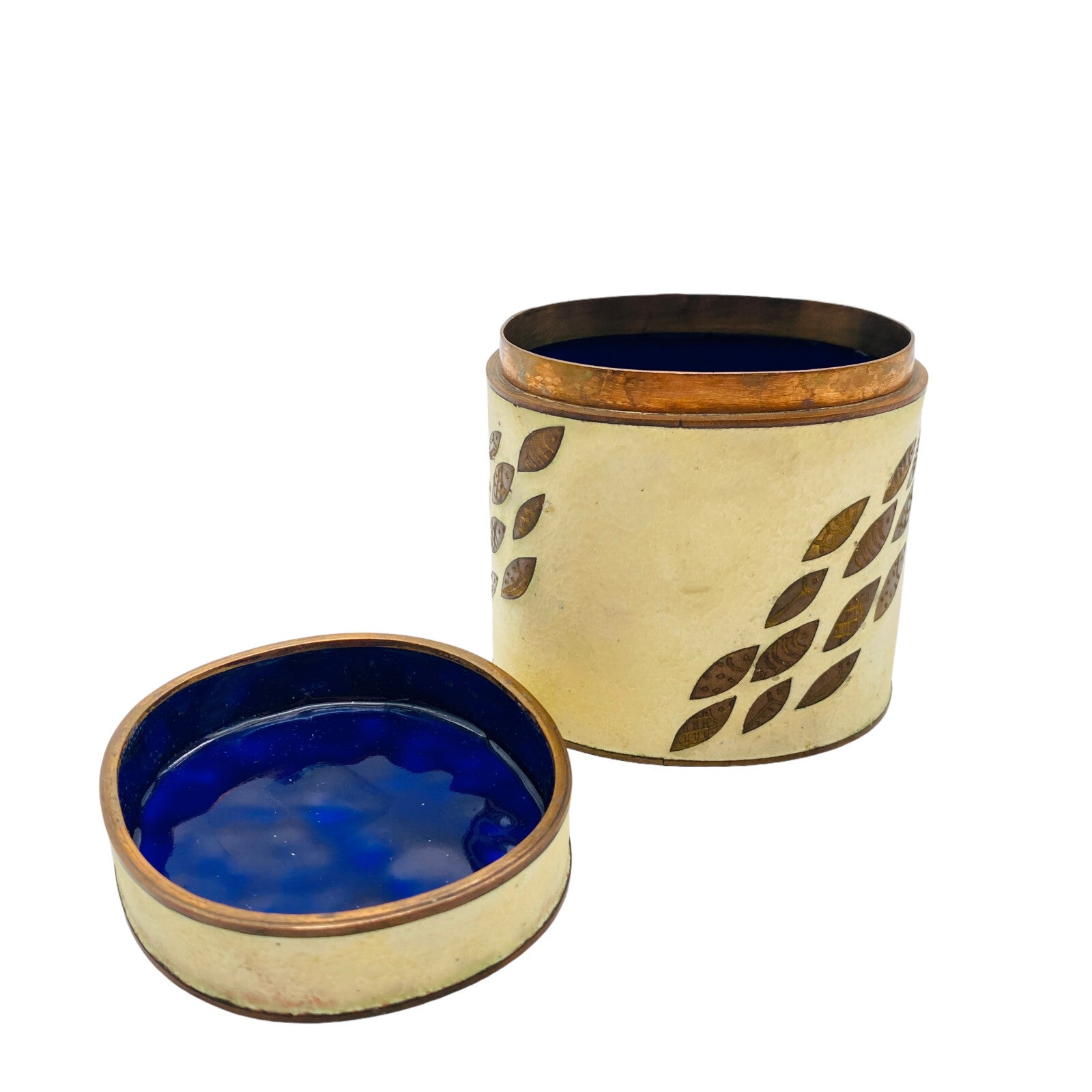 Käthe RUCKENBROD Emaille Deckeldose Dose 50er Stegemaille Cloisonne (sign.)