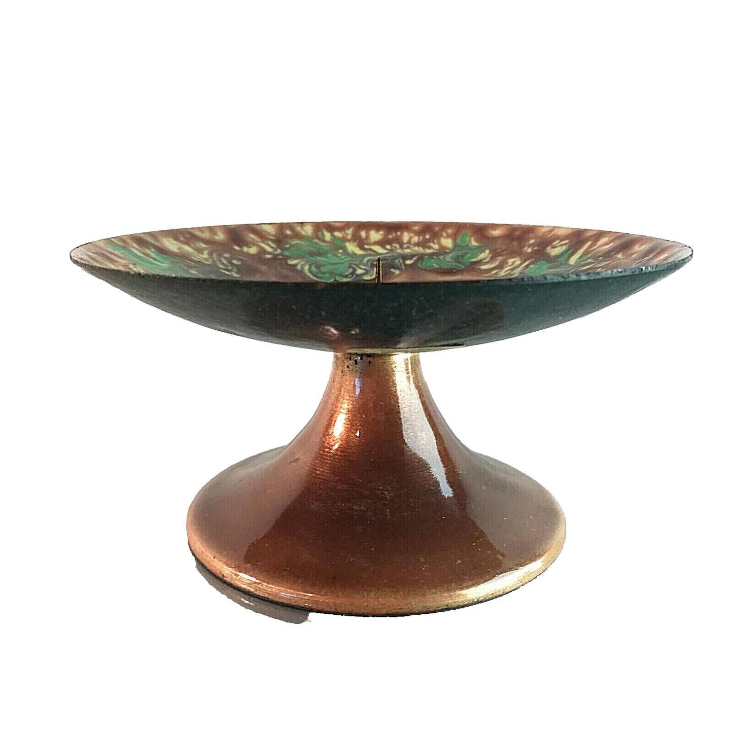 MID CENTURY Emaille Kerzenhalter Kerzenständer D 14,3 cm 50er Vintage