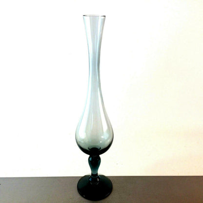 MID CENTURY  Vase 50er 60er Rauchglas Turmalin grün 34 cm Glas Glasvase