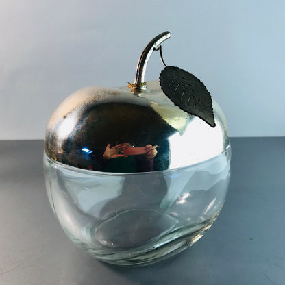 TOSCHI 60er 70er Deckeldose Dose silbern D 14,5 cm oval Glas Deckel