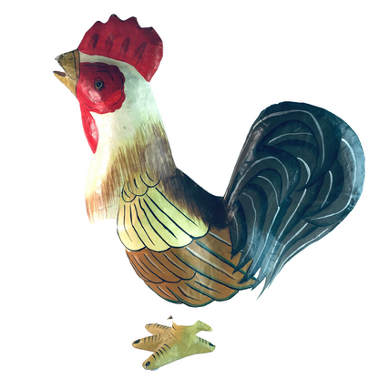 Pappmarche Hahn 70er Pappe Papier 40 cm Deko Vintage Huhn Henne