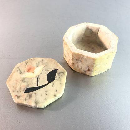Vintage Steindose Steinarbeit 5 / 5,5  cm Dose Deckeldose eckig Stein