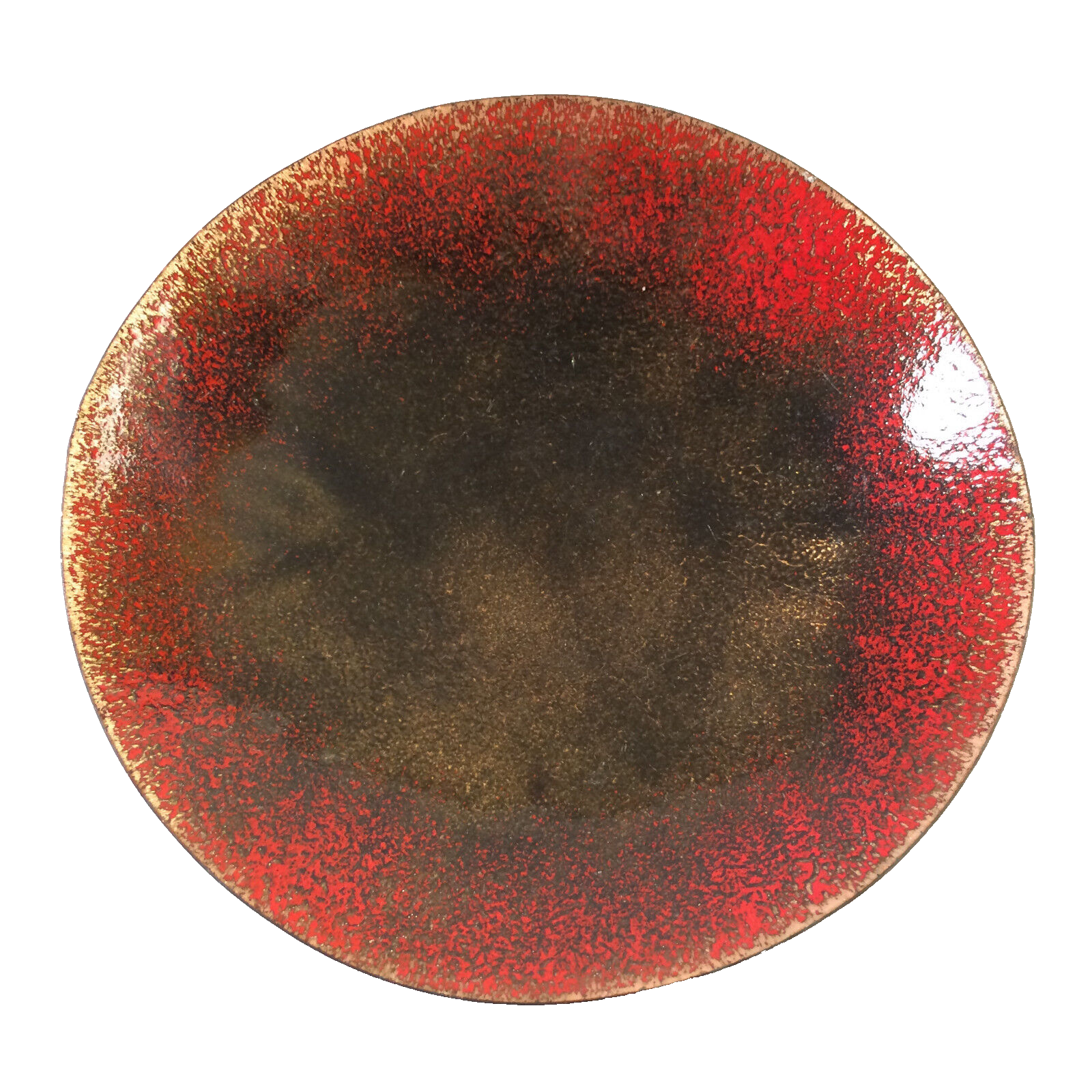 MID CENTURY Emaille Schale D 14,6 cm 50er Vintage rot schwarz