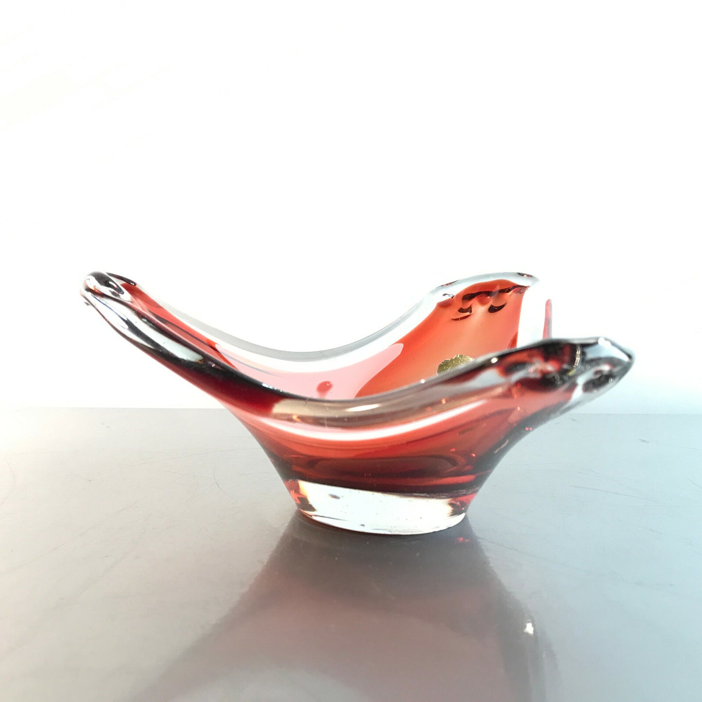 SCHALE Glas rot Schweden D 15 cm (19) 60er 70er Vintage Glas