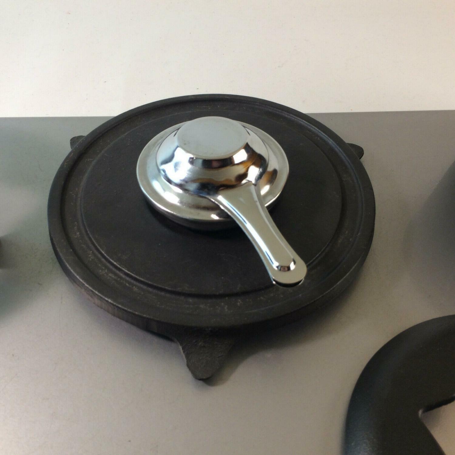 HP Käsefondue Topf Gusseisen mit Stövchen Eisen Metall Vintage FONDUE