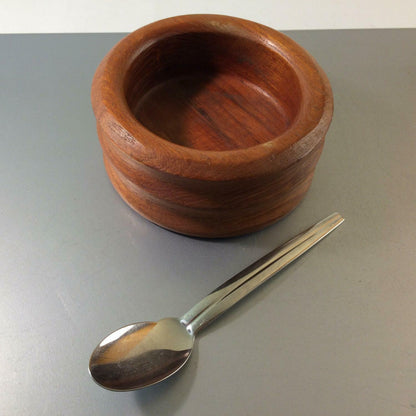 MID CENTURY Holzschale Schale Holz ca 15 cm TEAK 50er 60er  + WMF Löffel