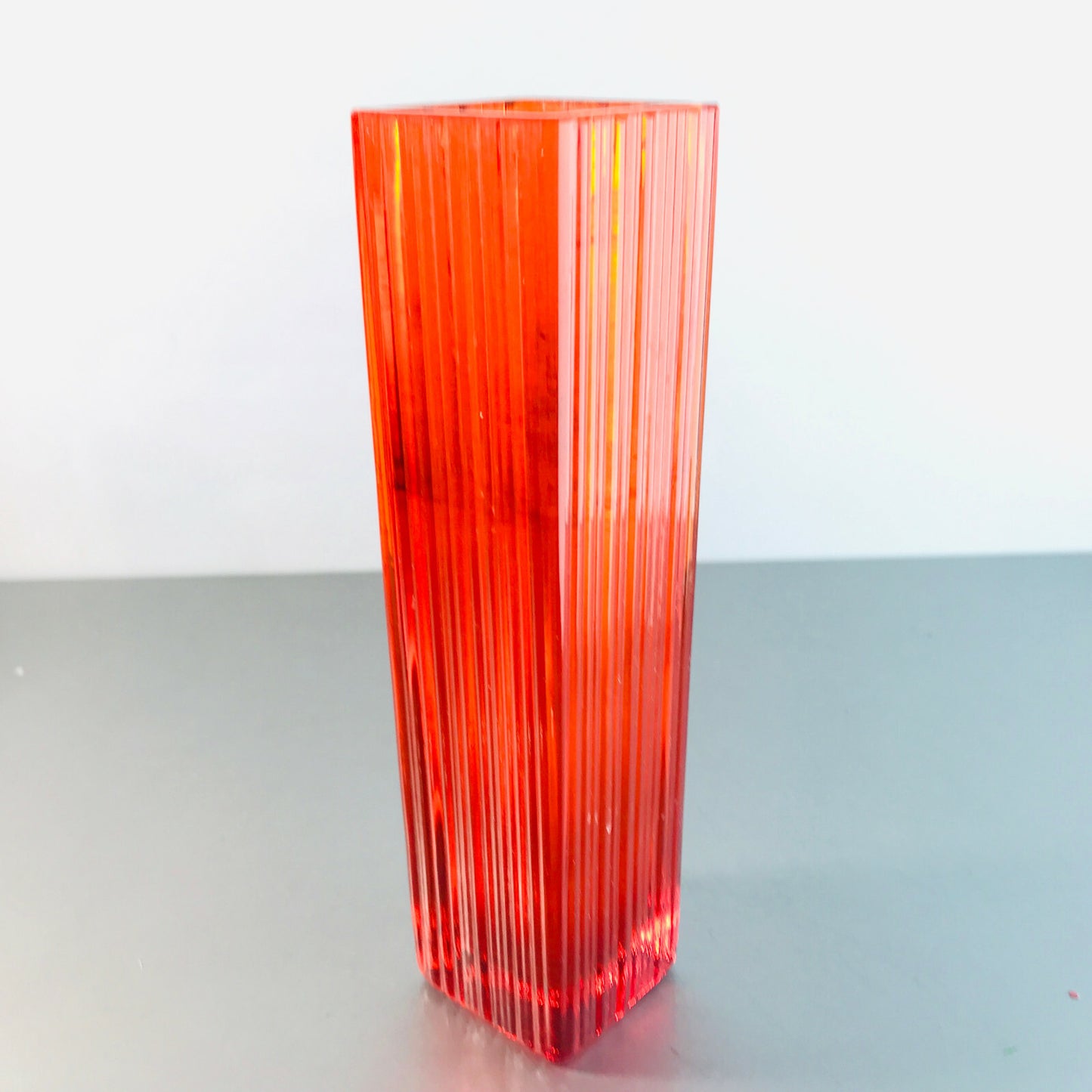 WMF Vintage Vase Überfang orange eckig 19,5 cm 50er 60er MID CENTURY