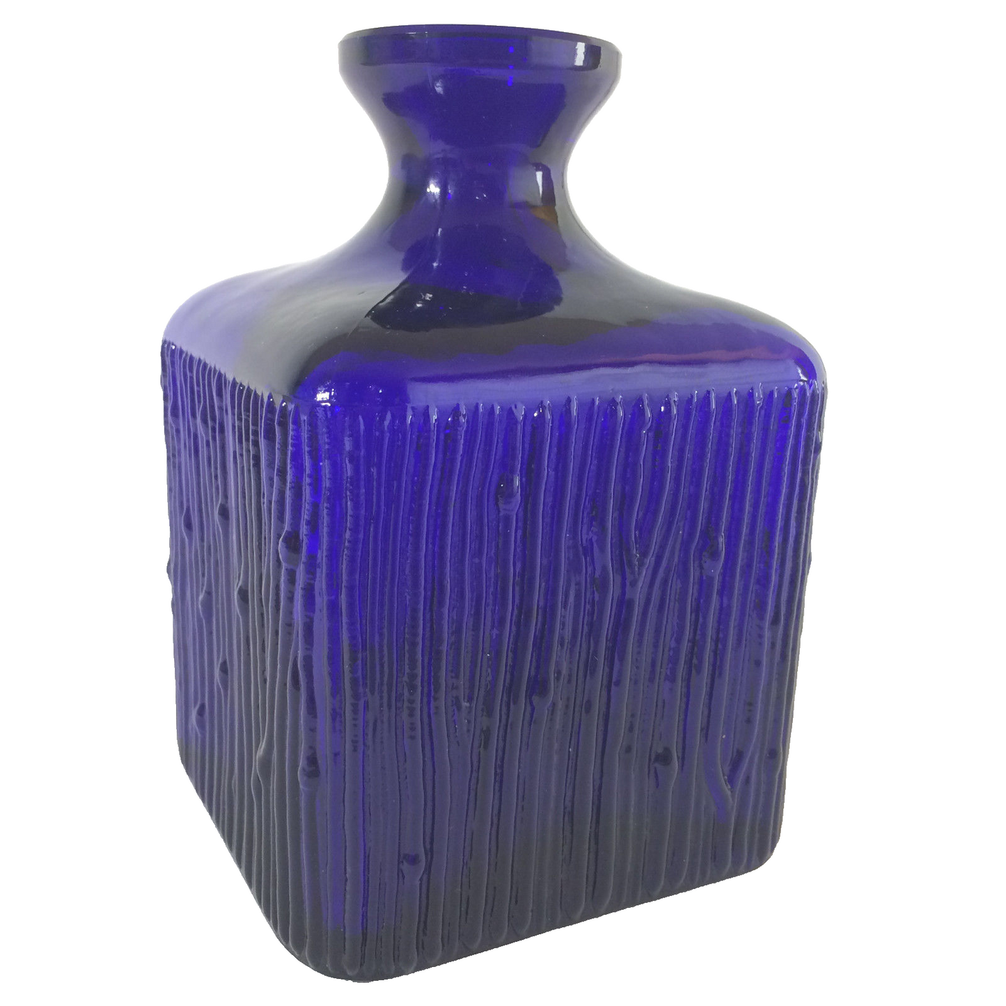 Vintage Vase blau 50er 60er 13 cm MID CENTURY eckig Dekoration